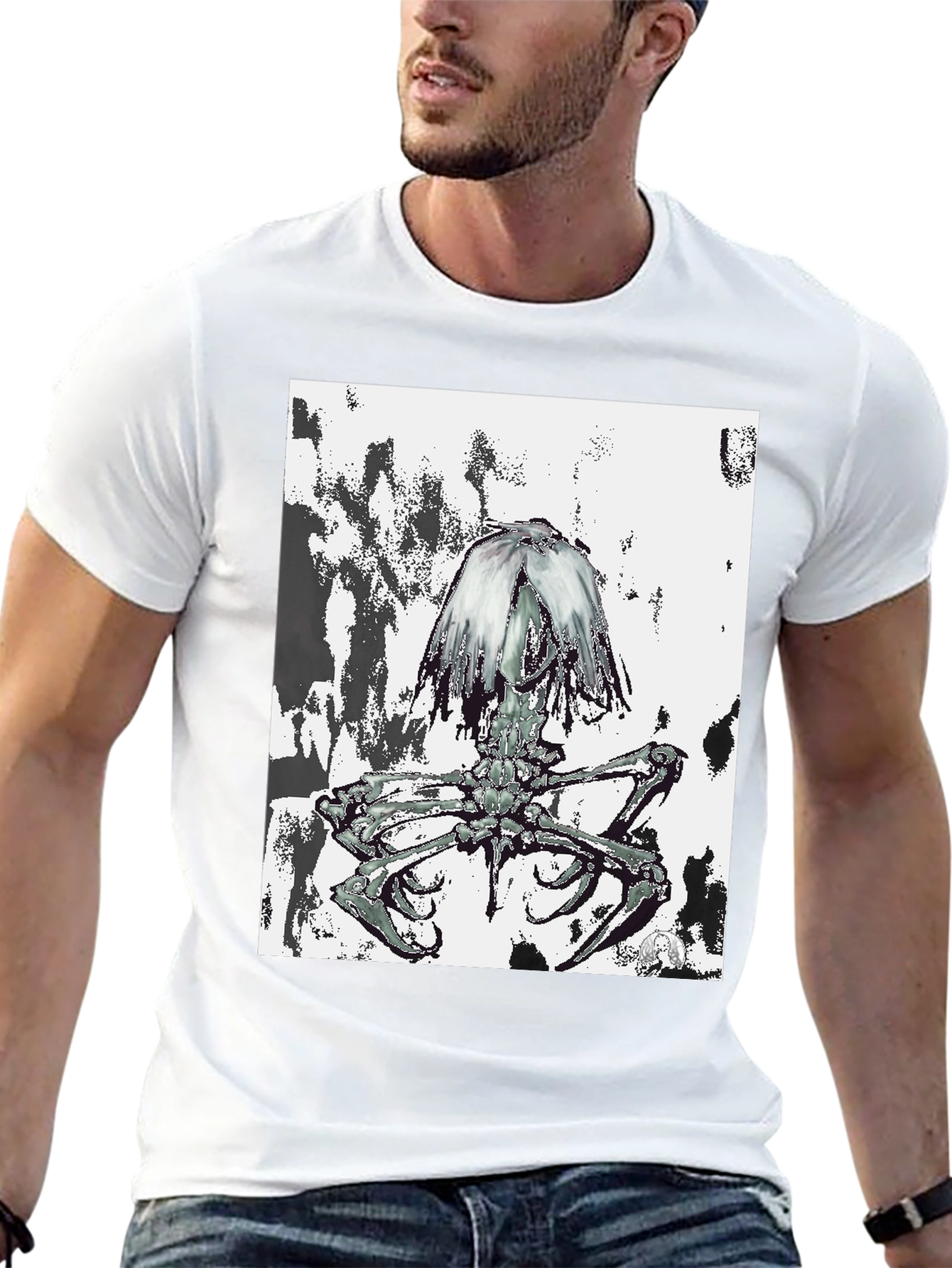 Black Unique Graphic Tee - Black Cotton Blend view 13