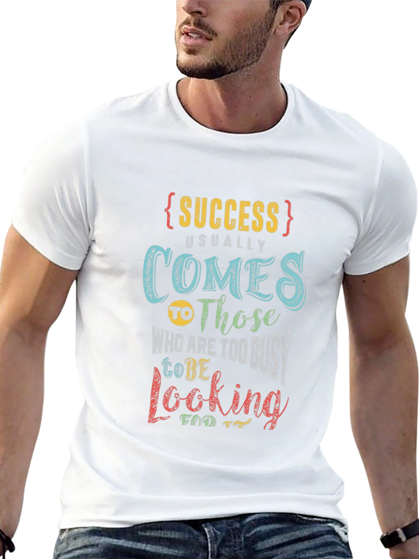 Black Success Busy Quote Black Graphic T-Shirt view 13