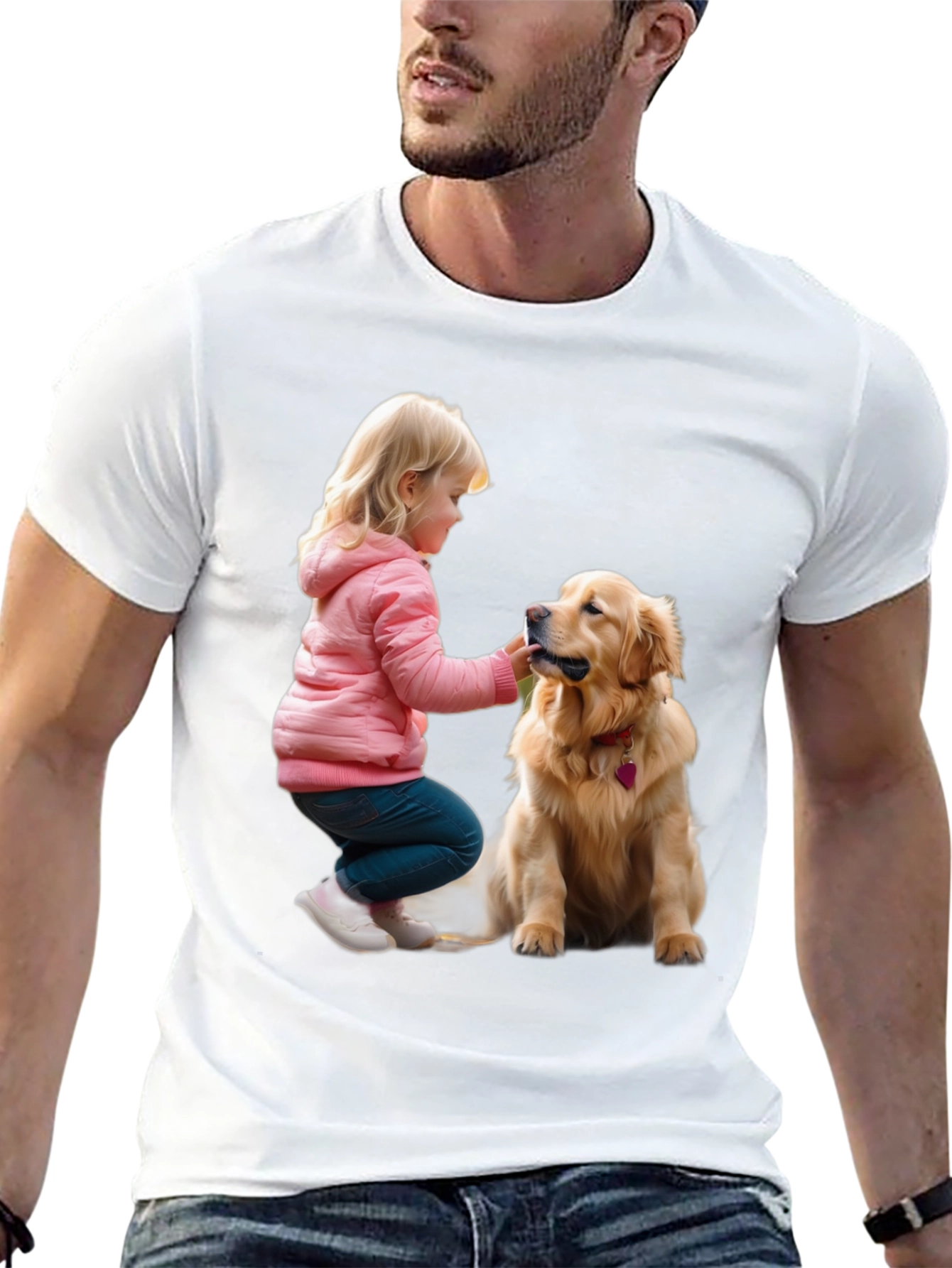 Black Cute Girl and Dog Graphic T-Shirt view 13