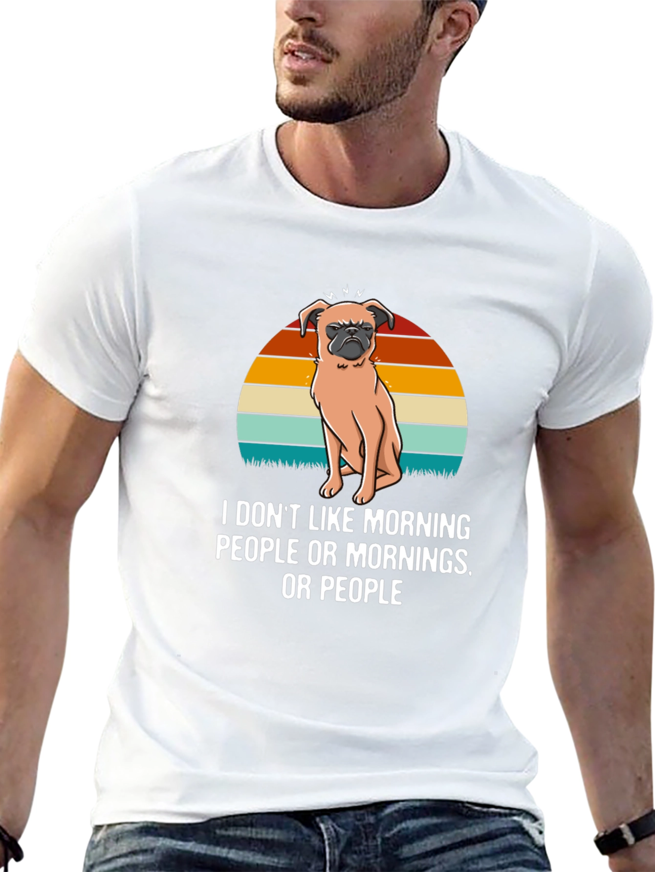 Black Funny Pug T-Shirt - I Don't Like Morning People view 13