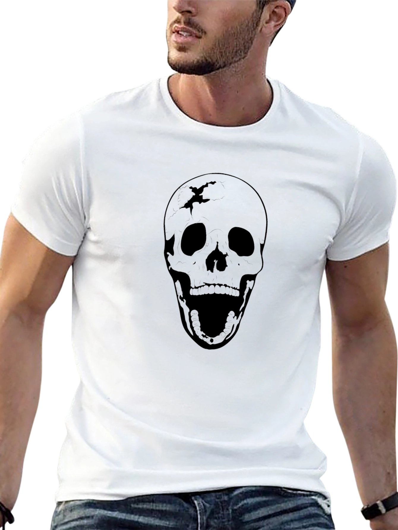 Black Skull Graphic Black T-Shirt view 13