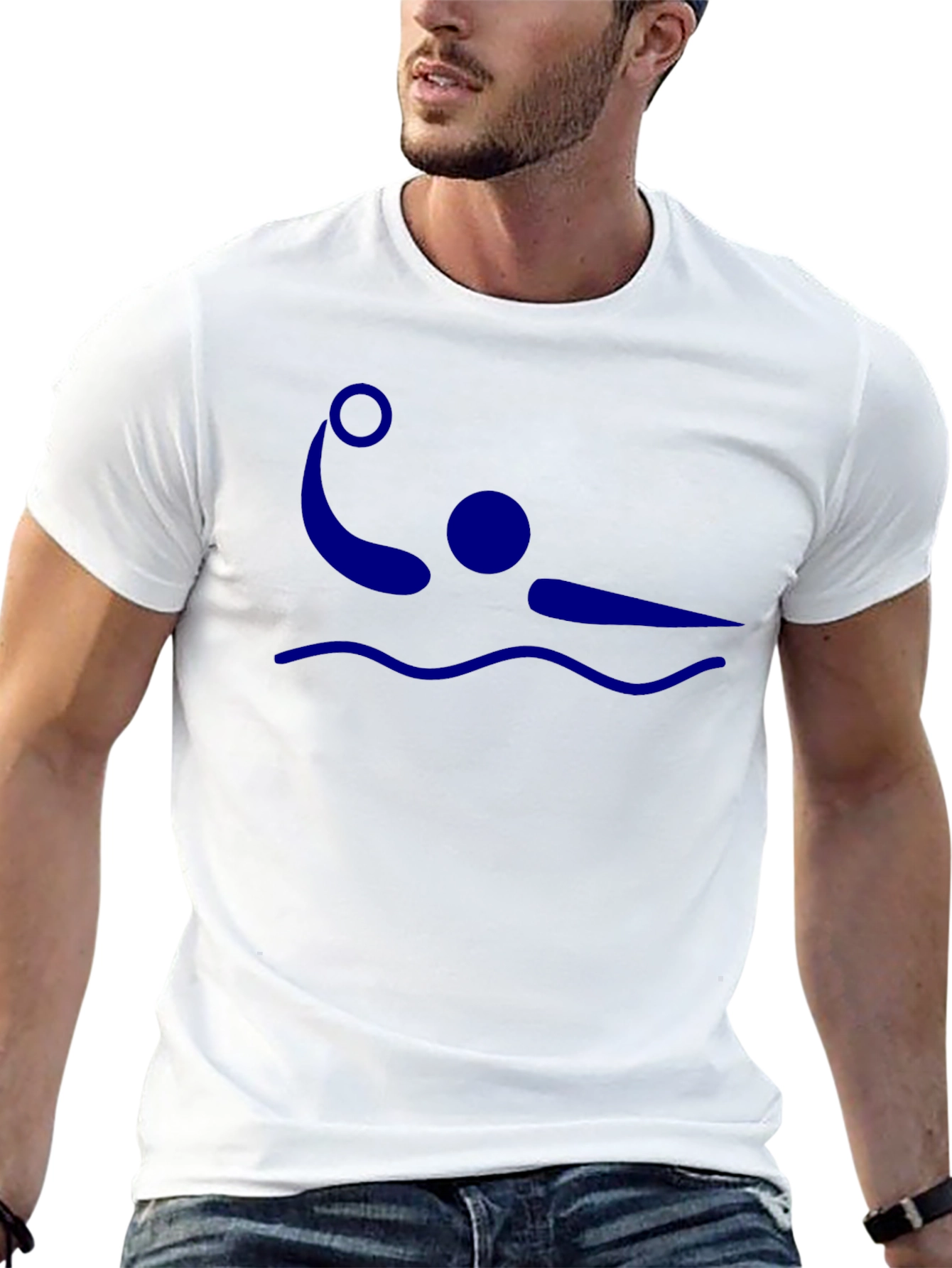 Black Water Polo Player Graphic T-Shirt view 13