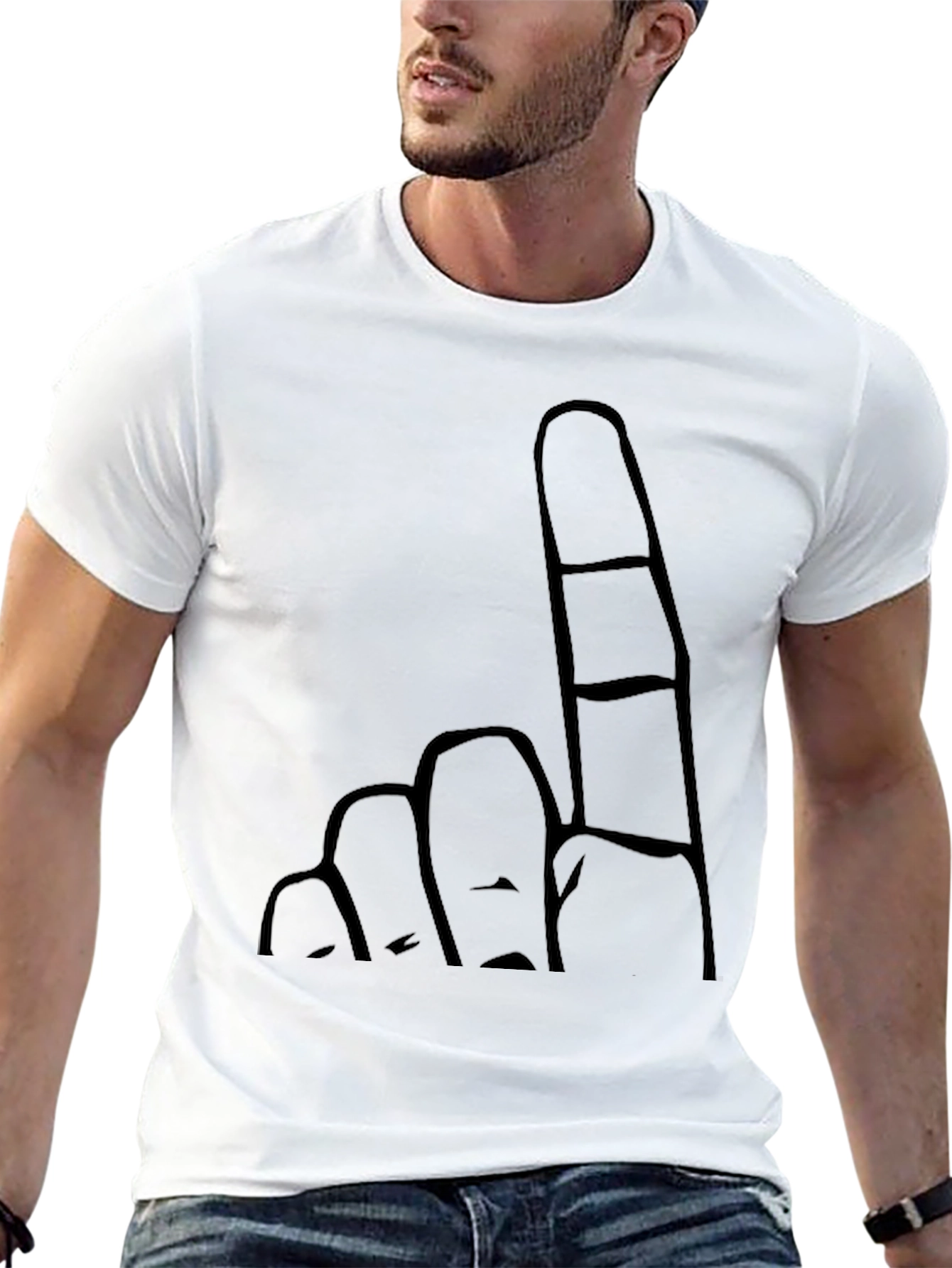 Black Black T-Shirt with Finger Graphic view 13