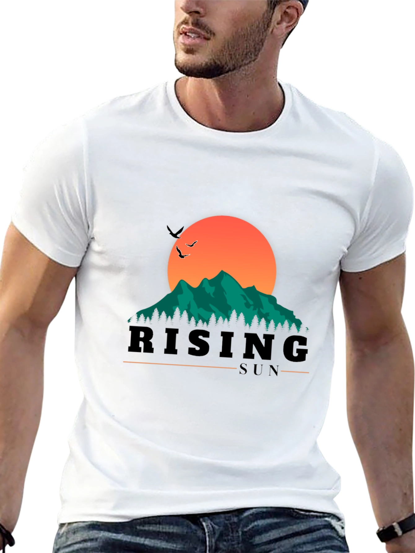 Black Rising Sun Graphic Tee - Nature Inspired Design view 13