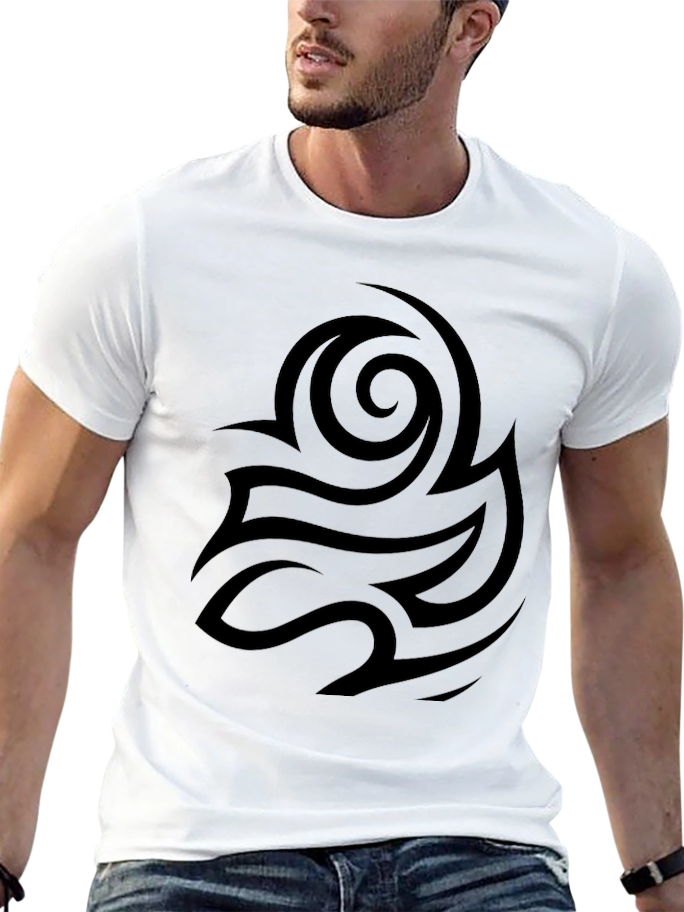 Black Black Tribal Design Tee | Stylish Men's T-Shirt view 13