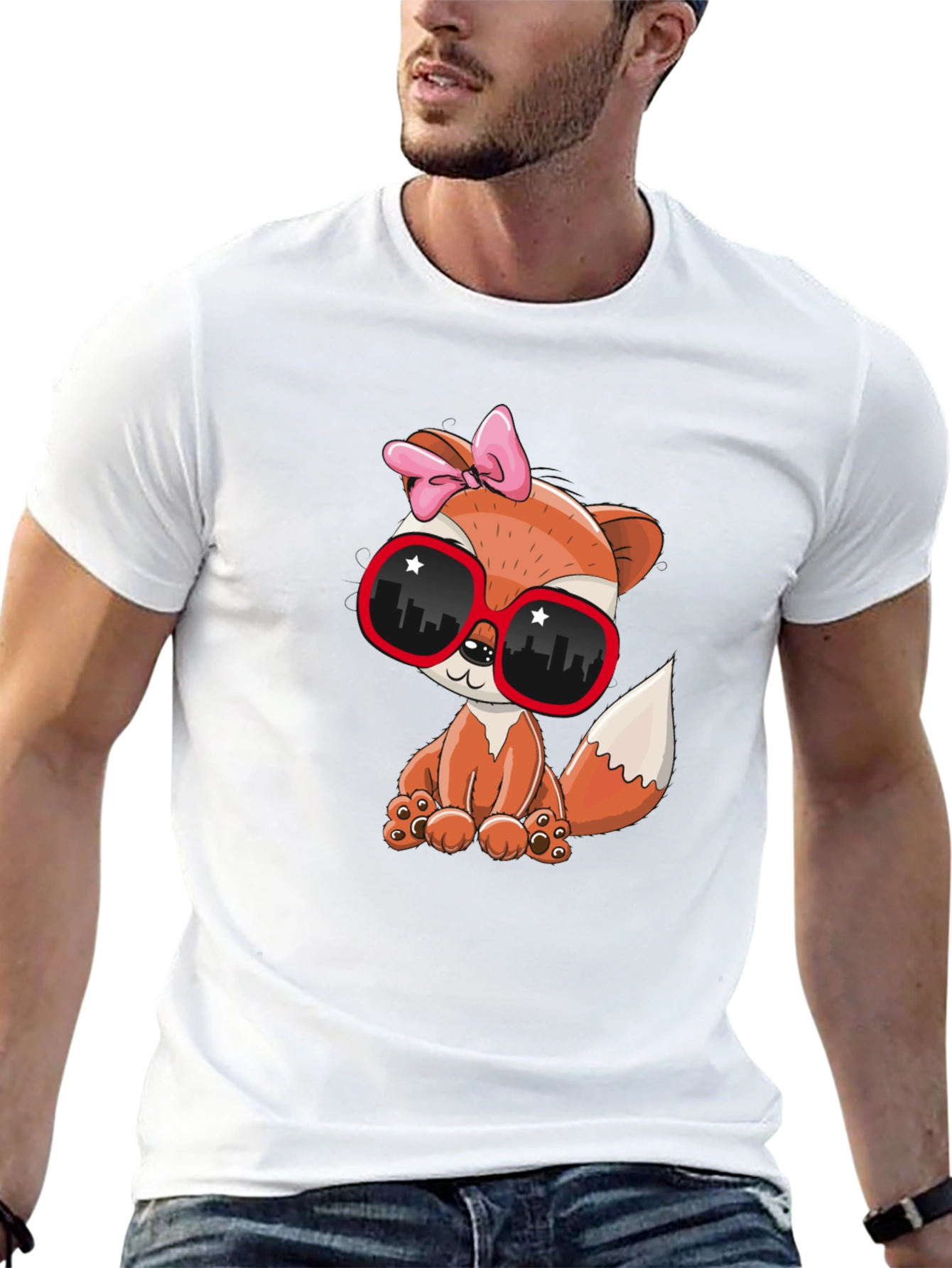 Black Cool Fox Graphic Tee - Unisex Fashion Shirt view 13