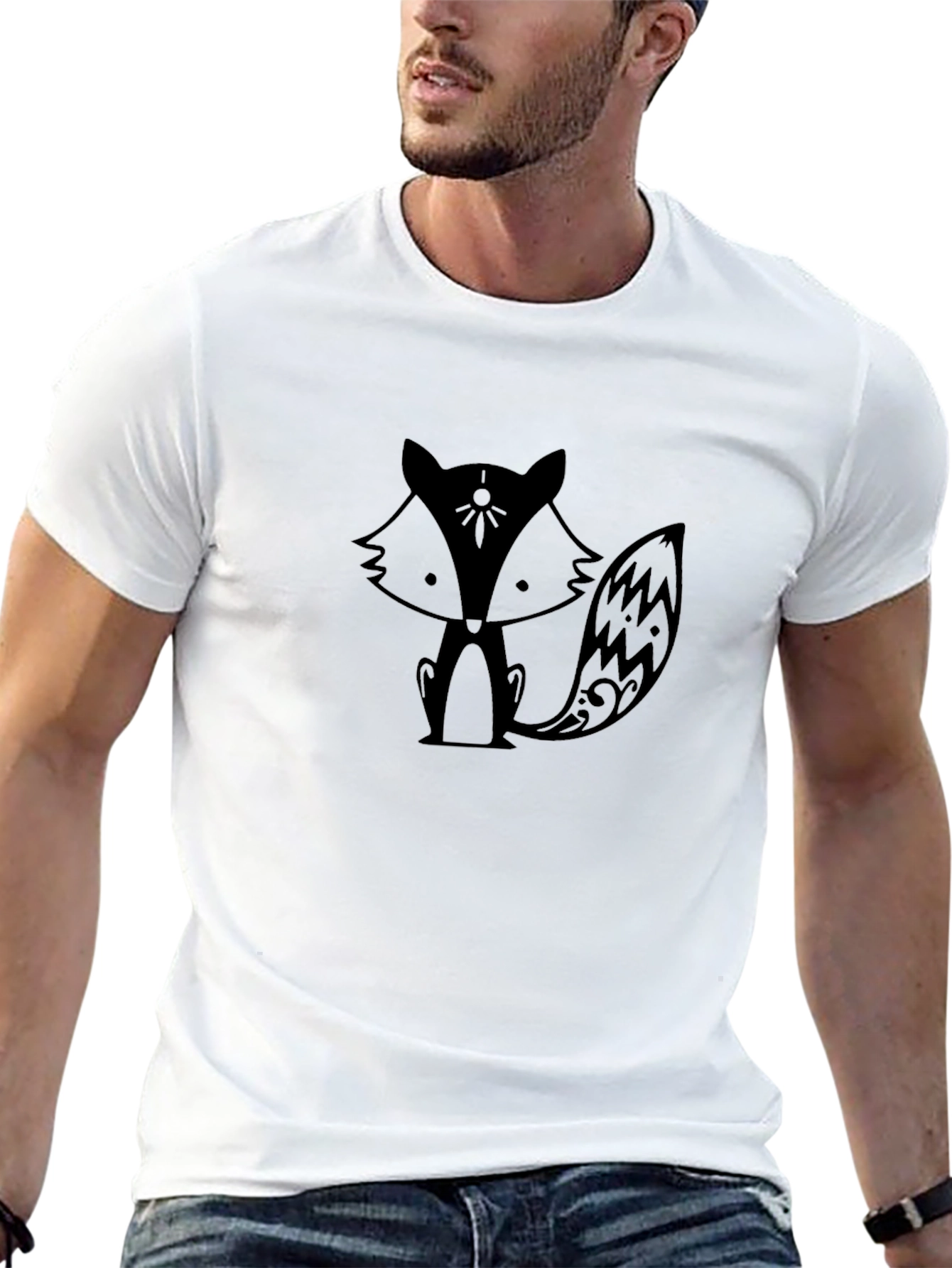 Black Cute Fox Graphic T-Shirt - Soft Cotton Tee view 13