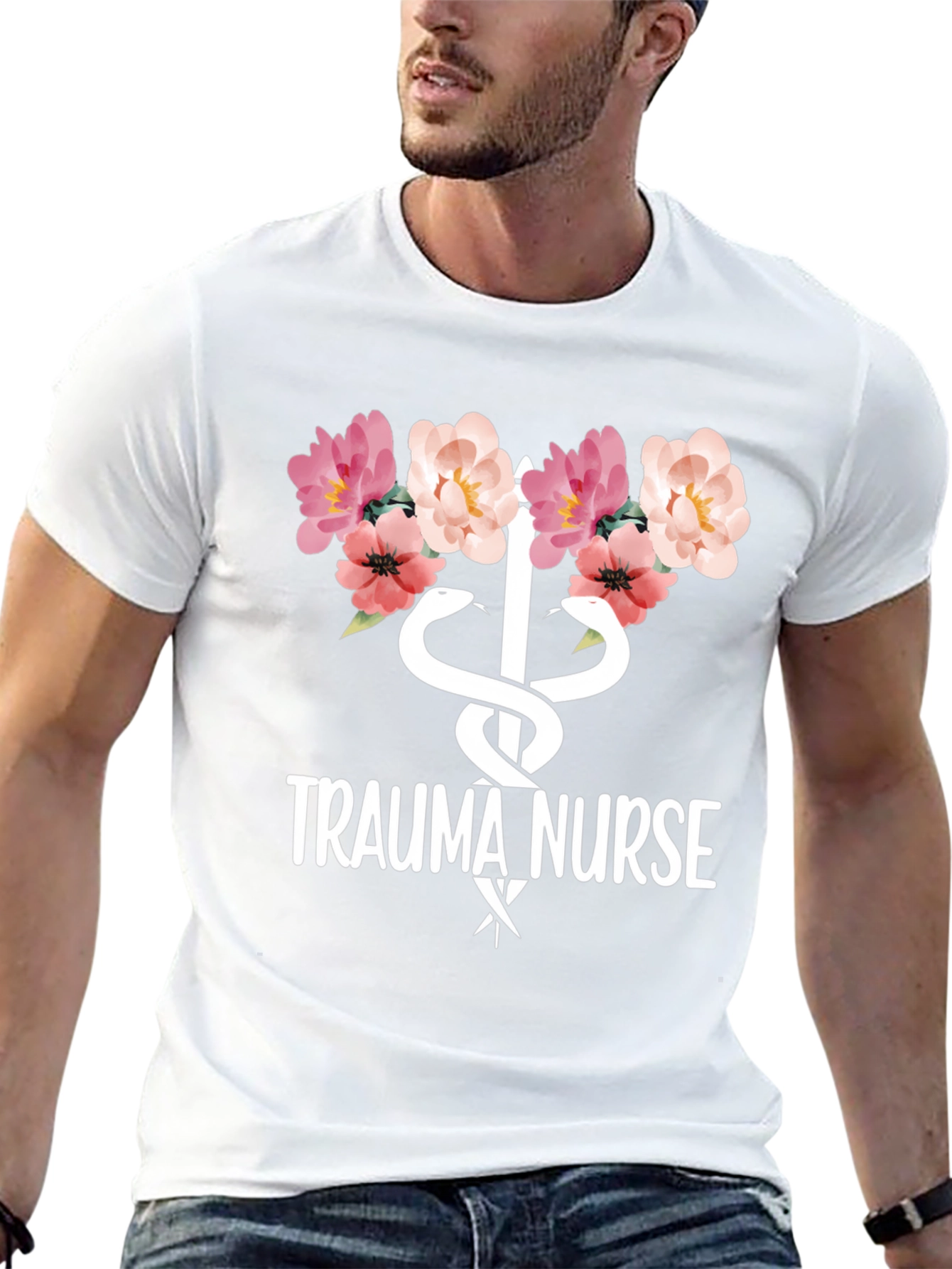 Black Trauma Nurse Floral Graphic Tee - Medical Apparel view 13