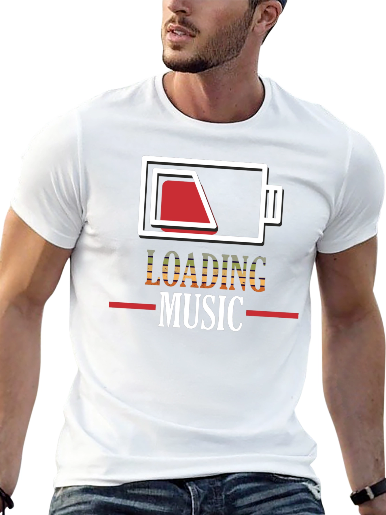 Black Loading Music Battery Graphic T-Shirt view 13