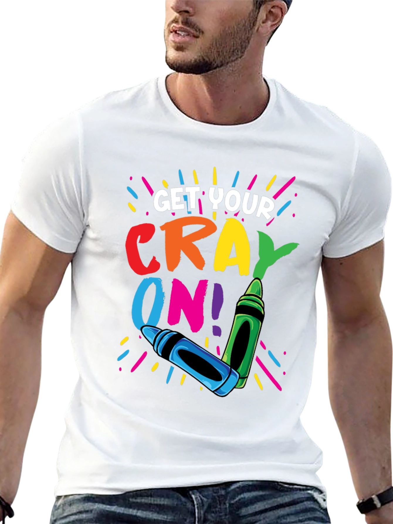 Black Get Your Crayon On! Graphic T-Shirt view 13