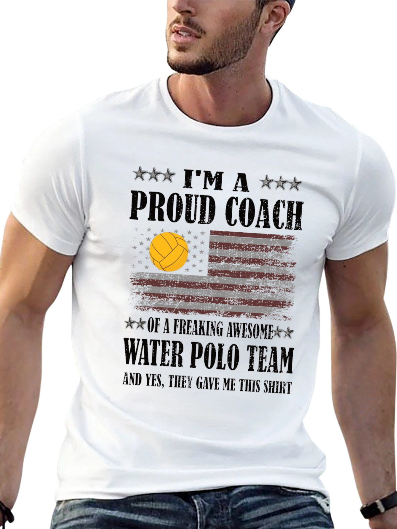 Black Proud Water Polo Coach Graphic T-Shirt view 13