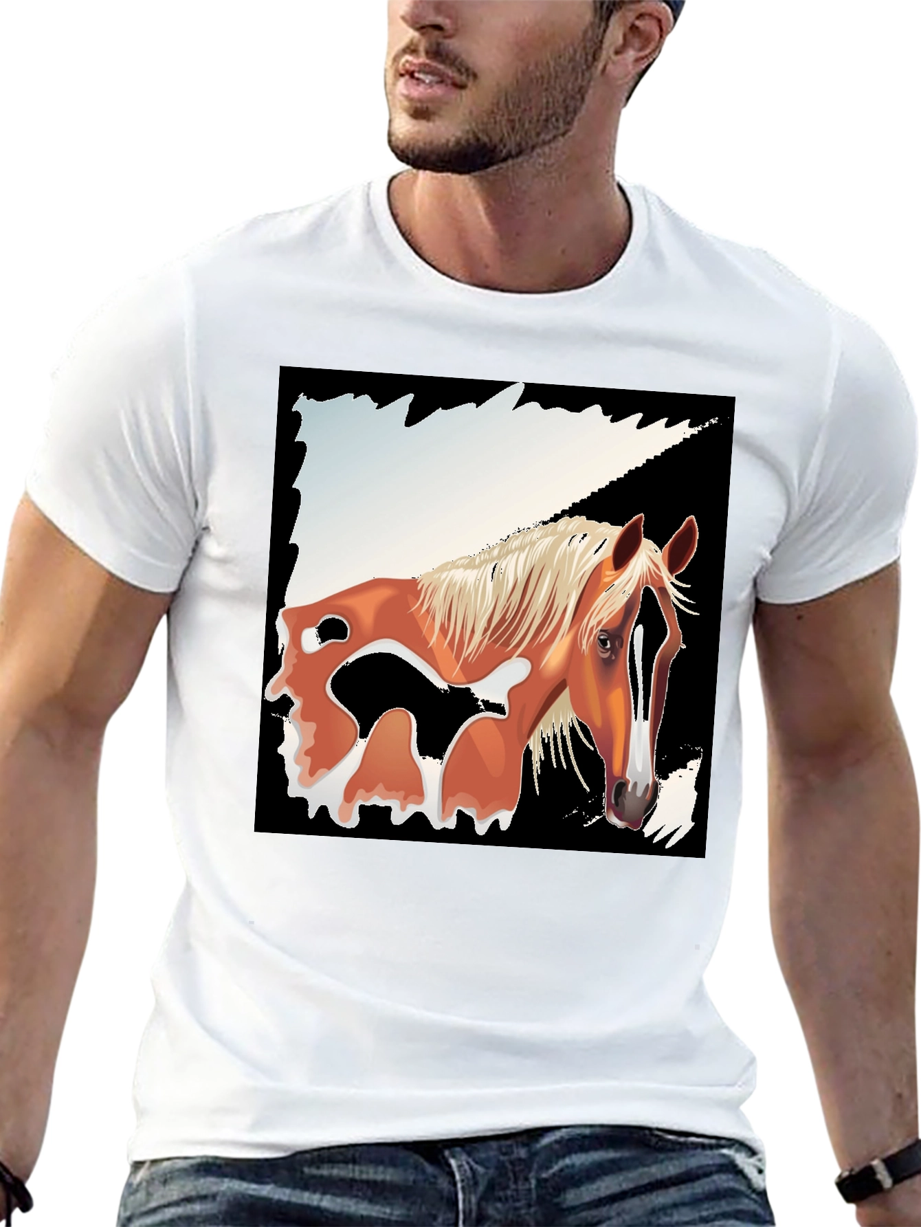 Black Horse Graphic Tee - Men's Black T-Shirt view 13