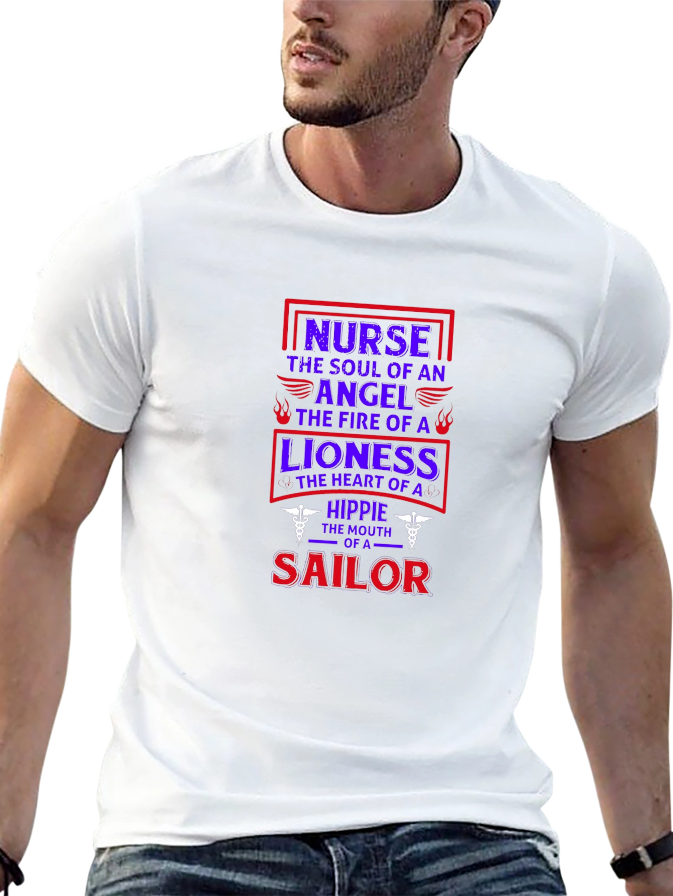 Black Nurse Angel Lioness Sailor T-Shirt view 13