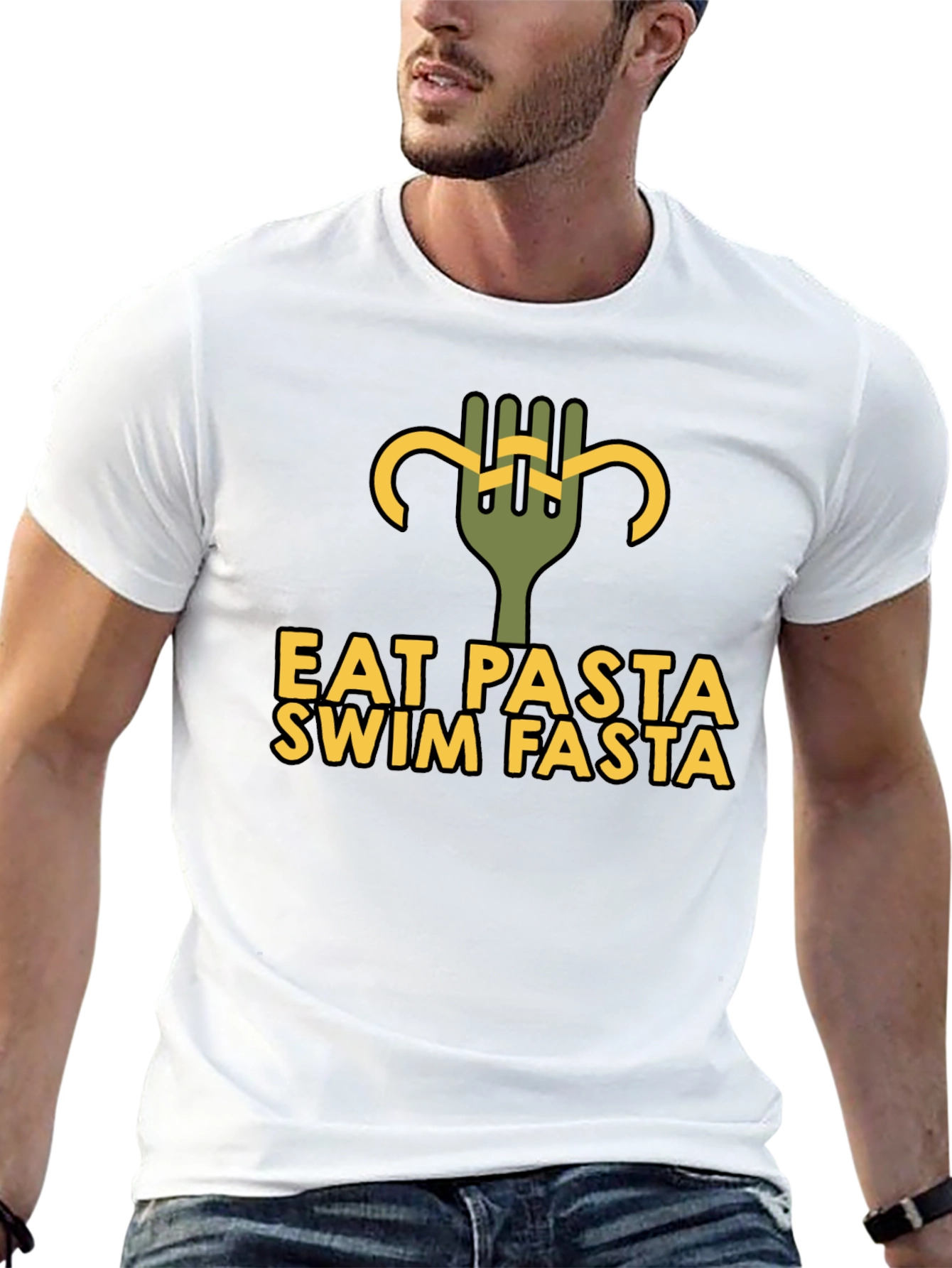 Black Eat Pasta Swim Fasta Graphic T-Shirt view 13