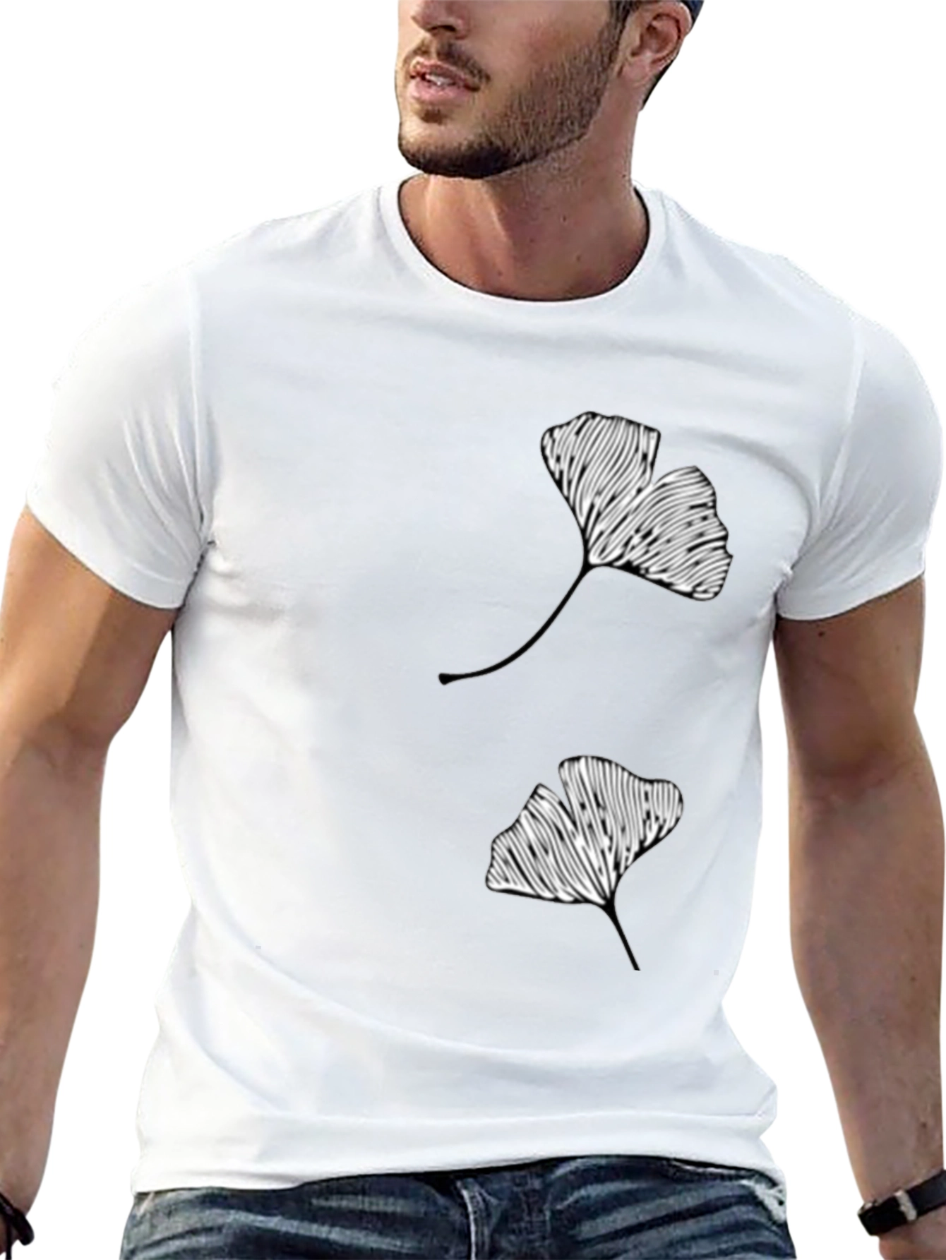 Black Black Ginkgo Leaf Graphic T-Shirt view 13