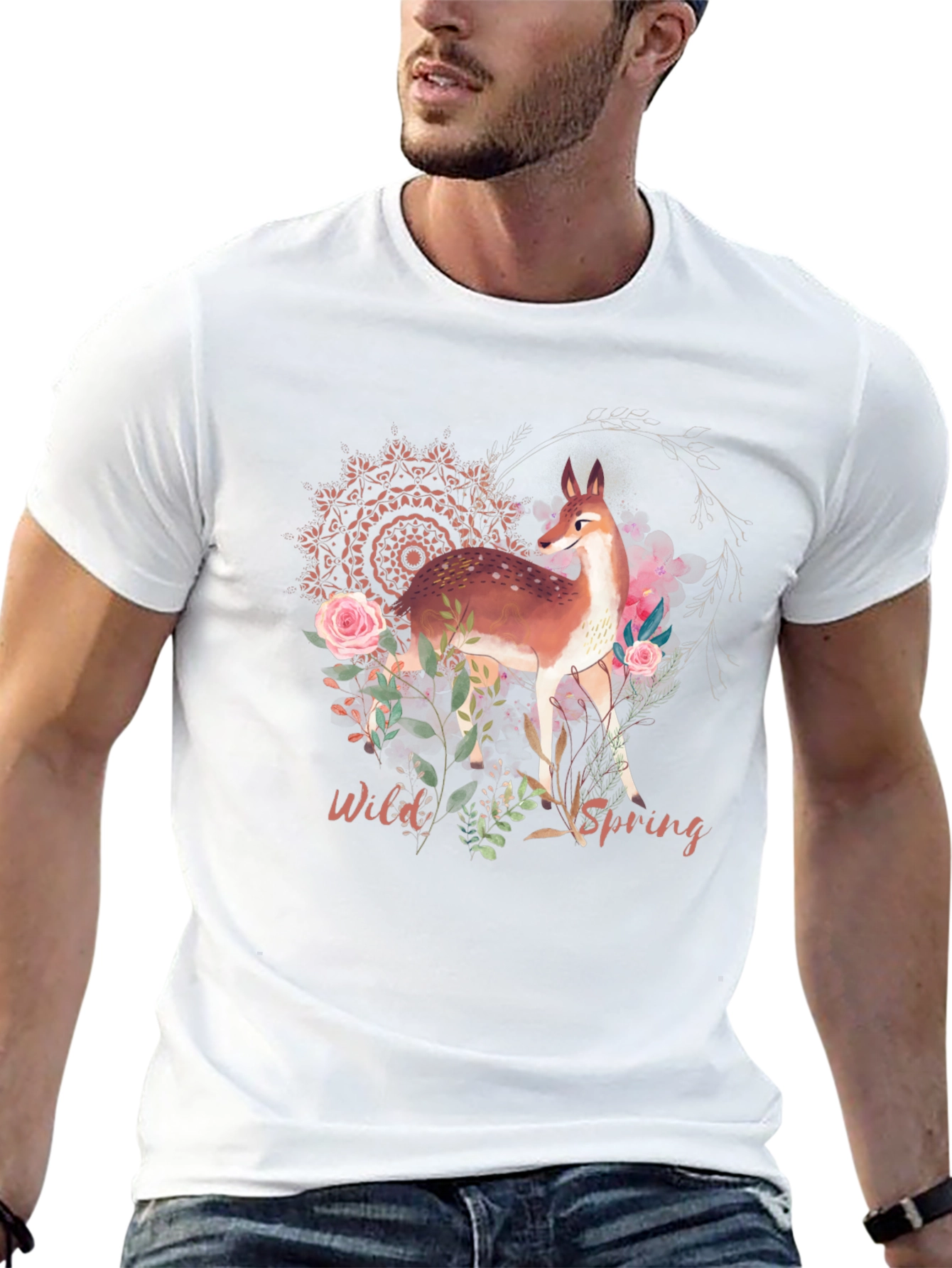 Black Wild Spring Deer Graphic Tee view 13