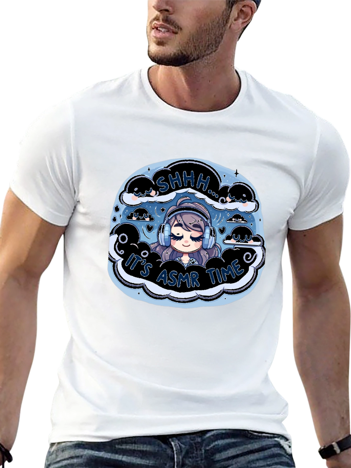 Black It's ASMR Time Black T-Shirt - Cute Anime Design view 13