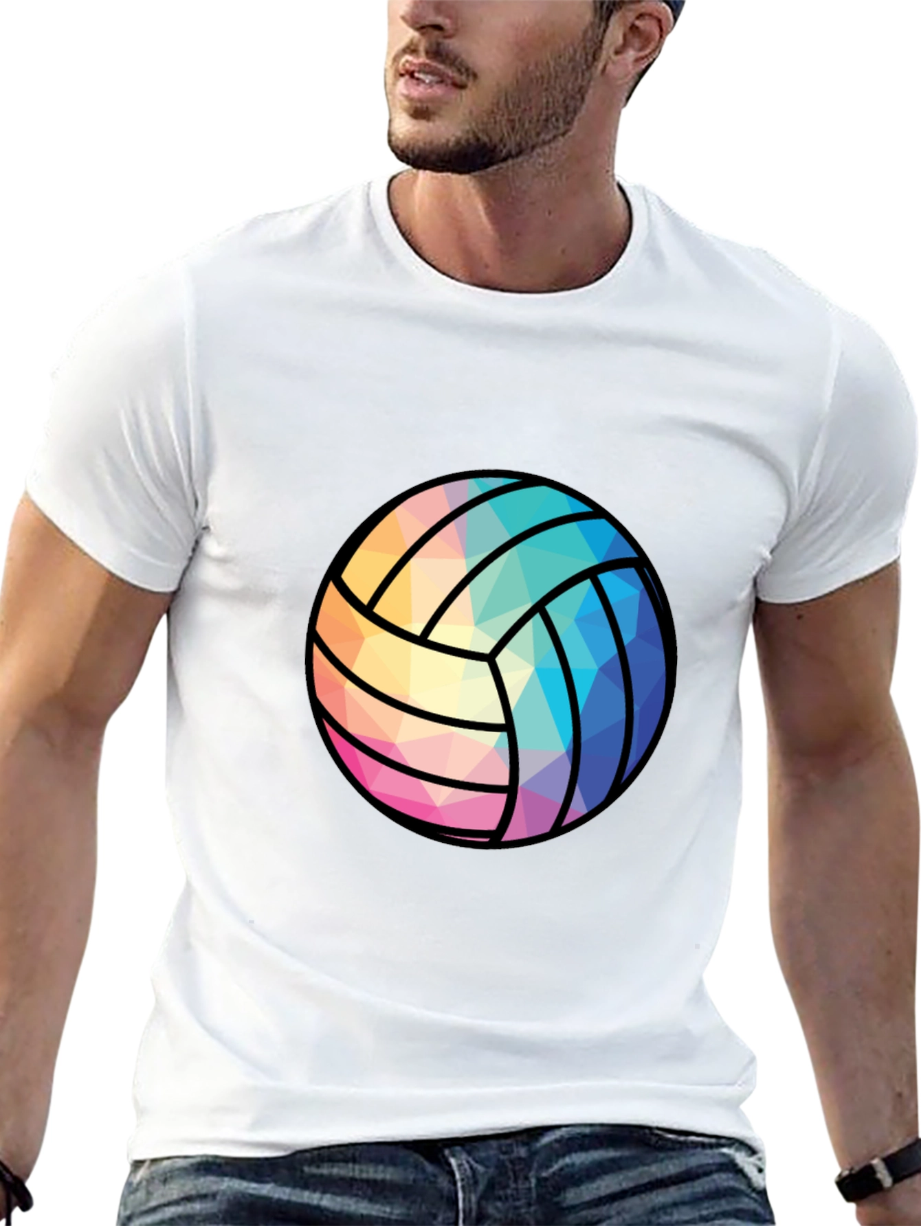 Black Geometric Volleyball Graphic Tee - Black view 13