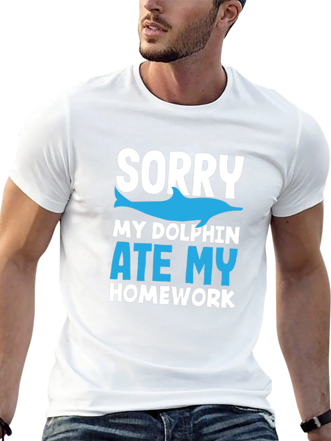 Black Sorry My Dolphin Ate My Homework T-Shirt view 13