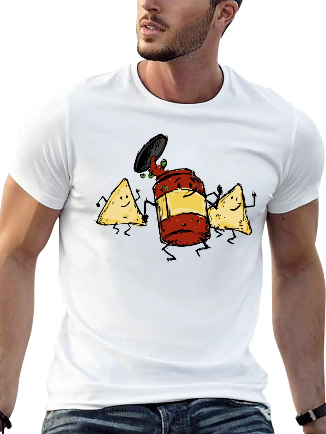 Black Funny Nachos & Salsa T-Shirt view 13