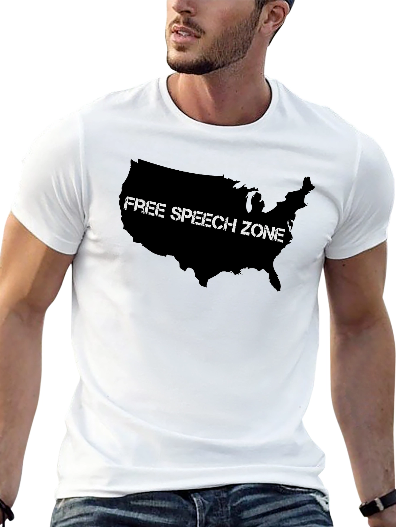Black Free Speech Zone USA Map T-Shirt view 13