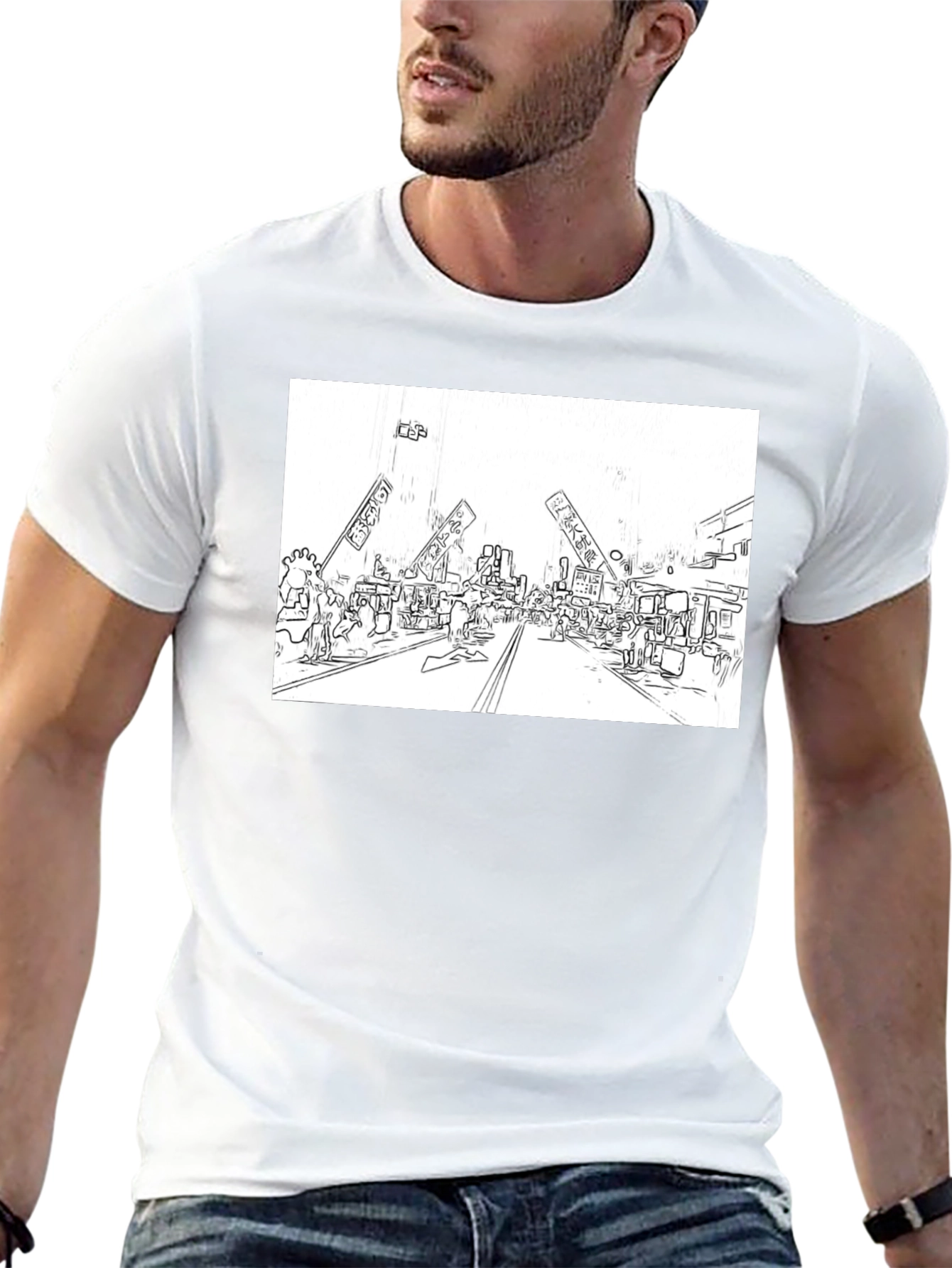 Black Black T-Shirt with Market Sketch Graphic view 13