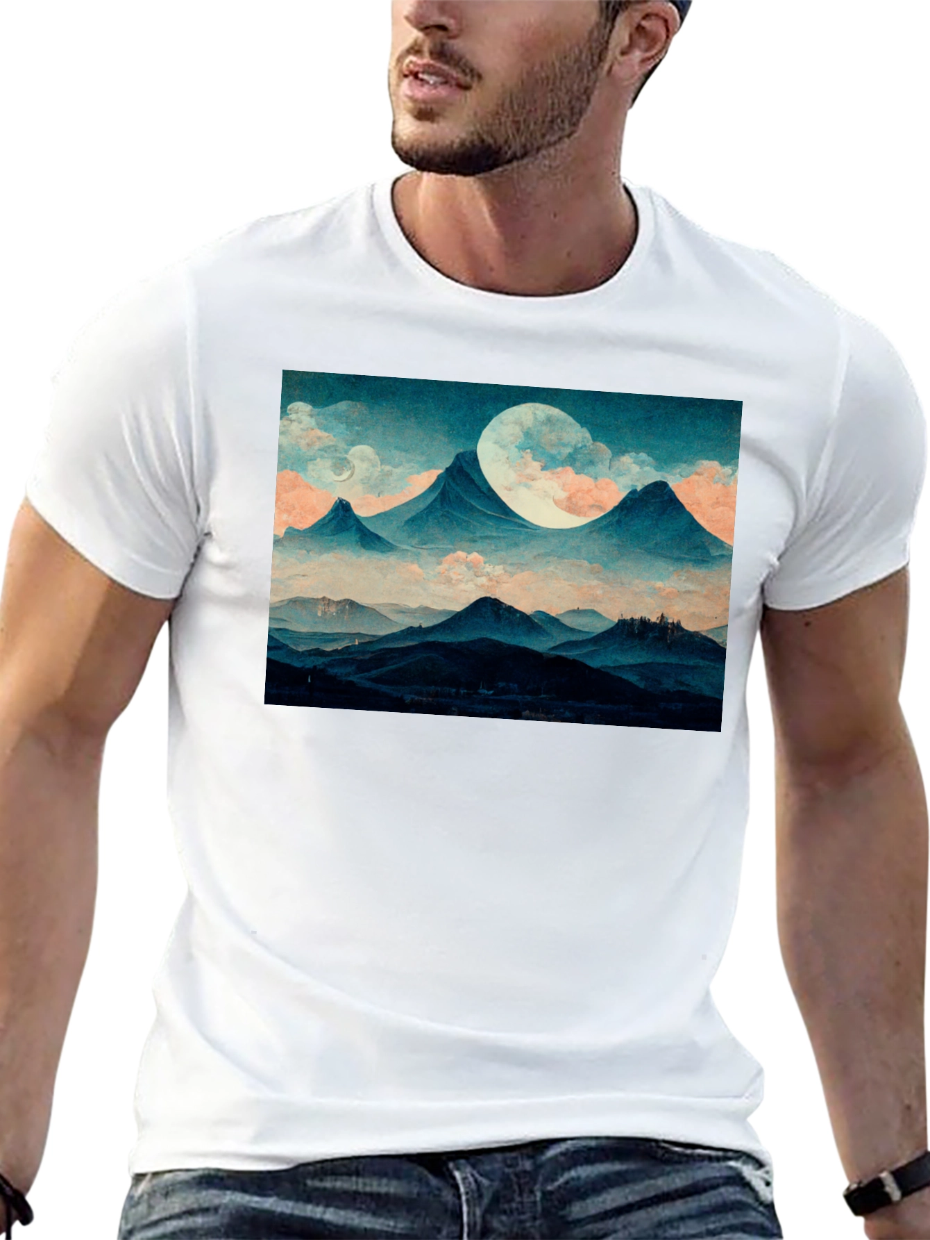 Mountains & Moon Graphic Tee - Black - 13