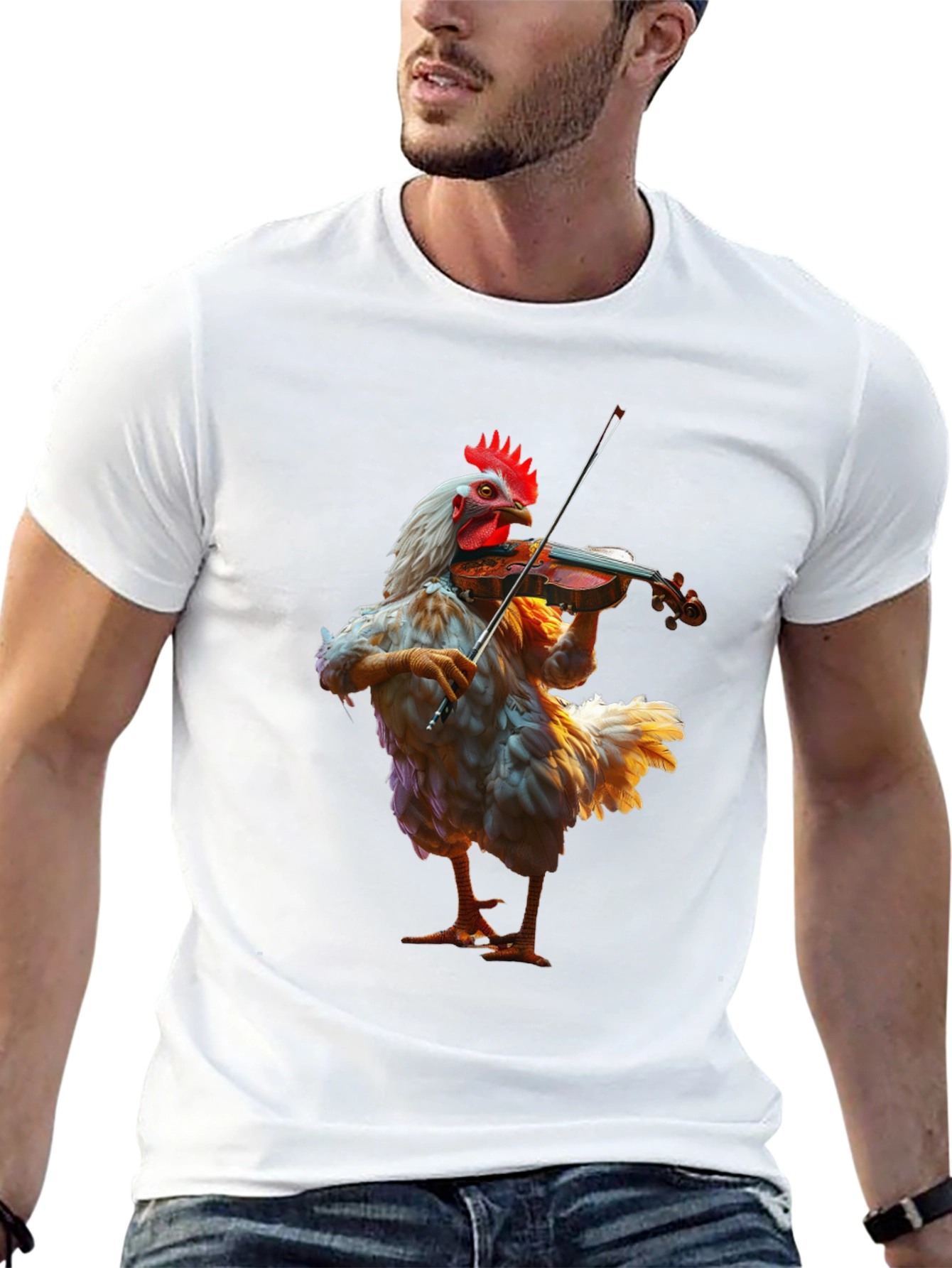 Black Chicken Playing Violin T-Shirt view 13