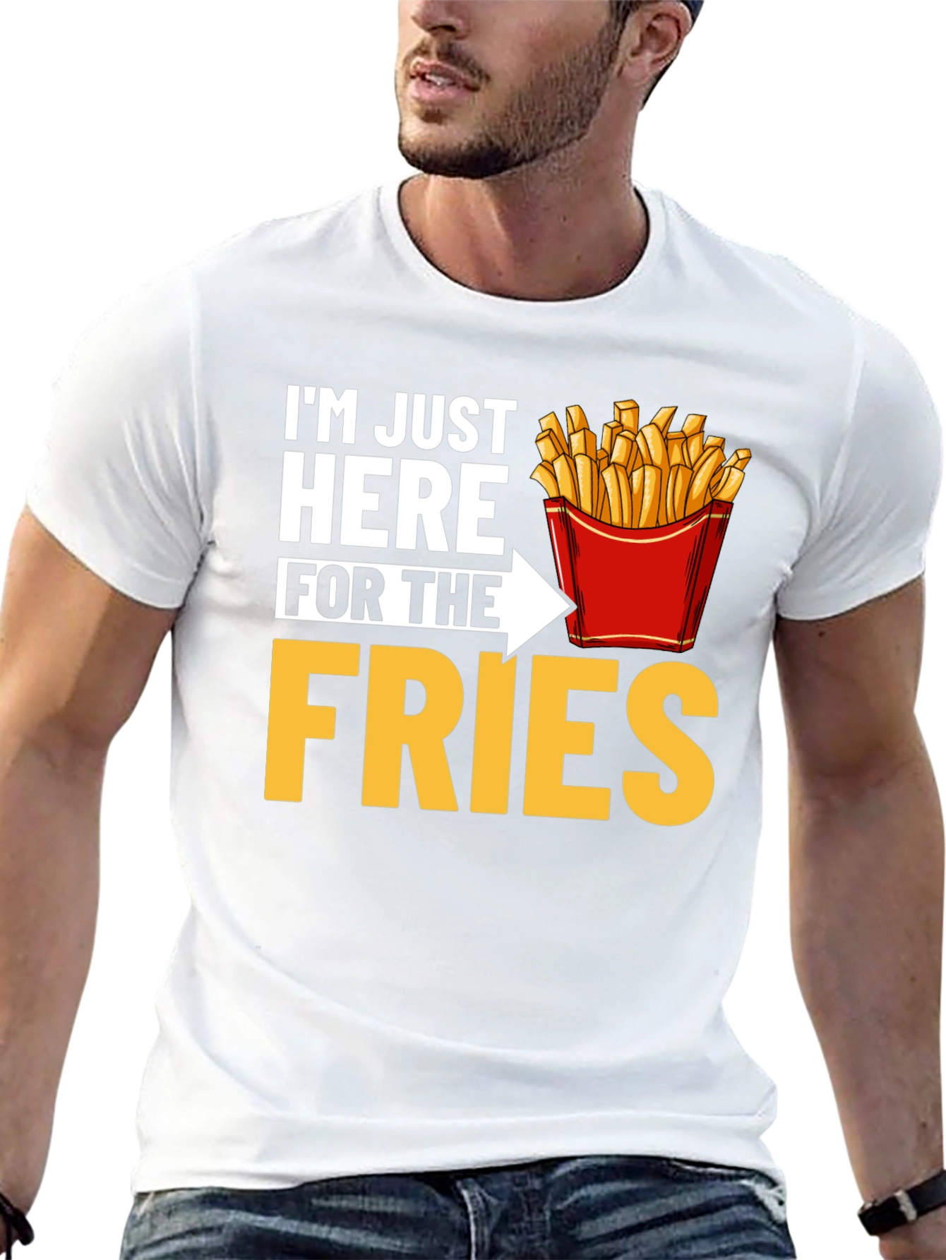 Black Just Here for the Fries Graphic T-Shirt view 13
