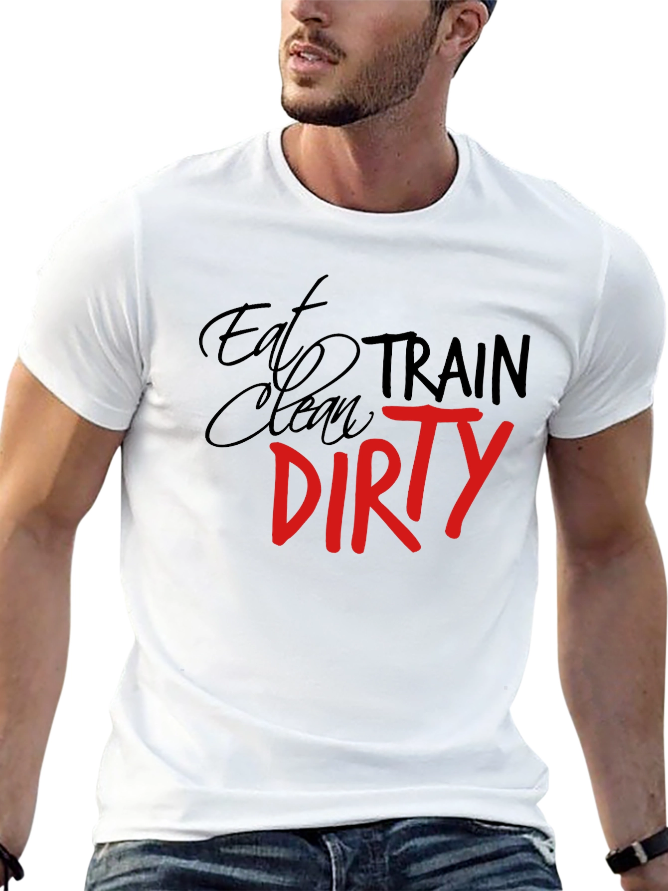 Black Eat Clean Train Dirty Graphic Tee view 13