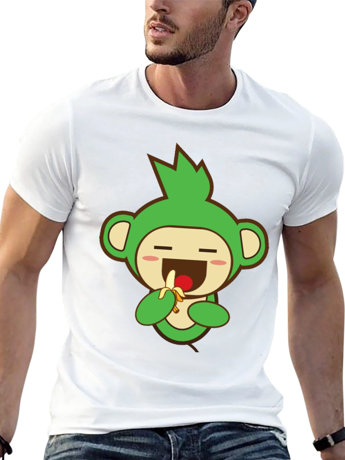 Black Cute Monkey Graphic Tee - Black Cotton Blend view 13