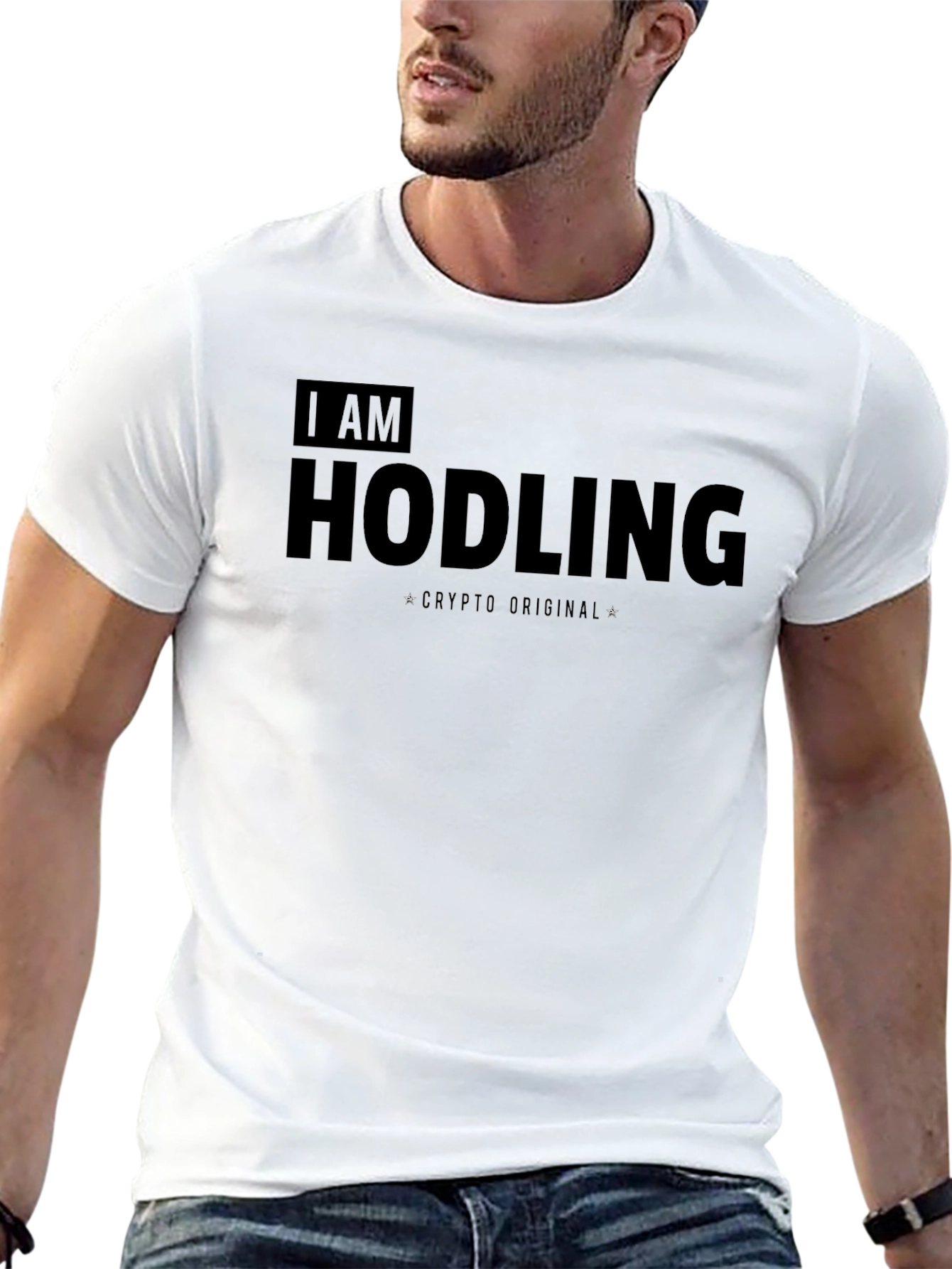 Black I AM HODLING Crypto Original T-Shirt view 13