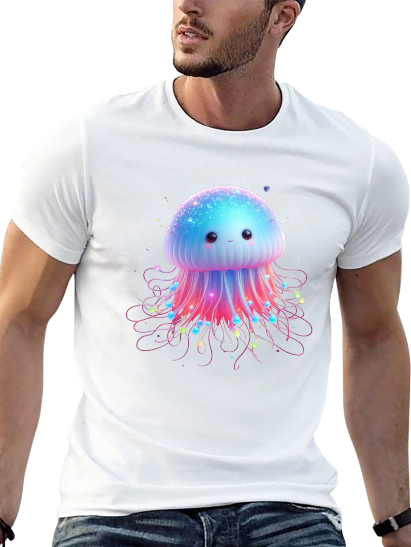 Black Cute Jellyfish Graphic Tee - Soft Cotton Comfort view 13