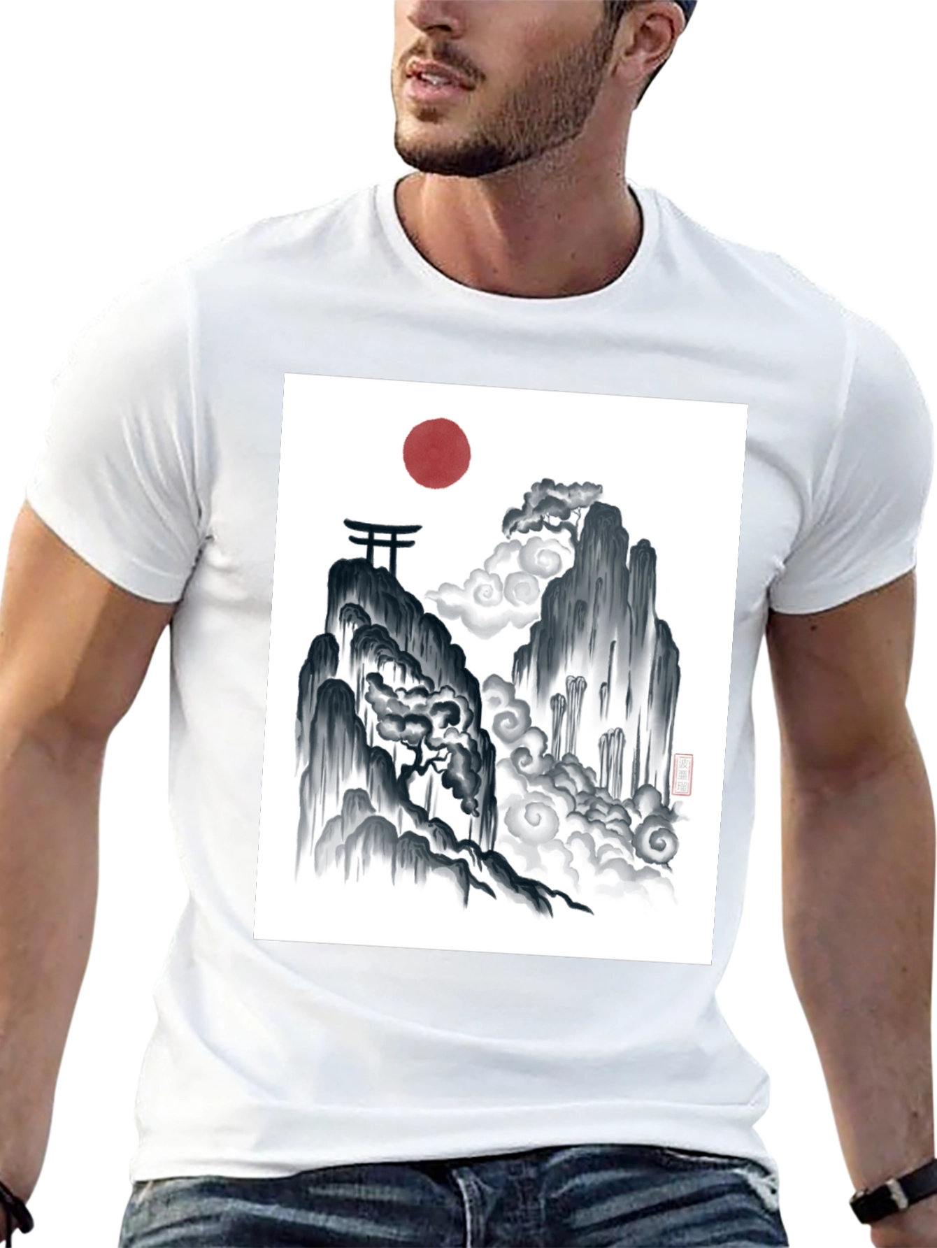 Black Zen Mountain Graphic Tee - Black Cotton Blend view 13