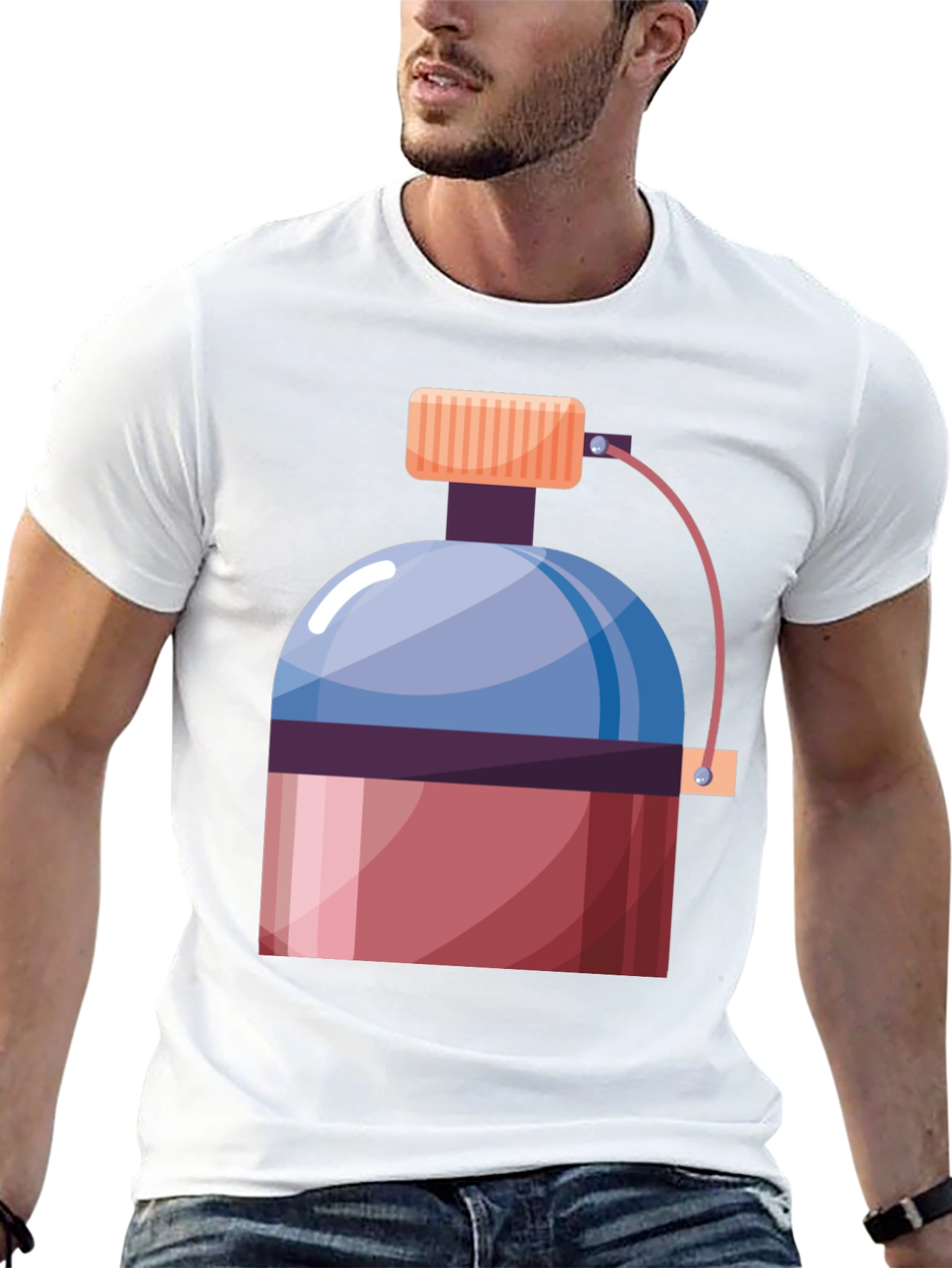 Black Fun Graphic Tee - Cartoon Water Bottle Black T-Shirt view 13