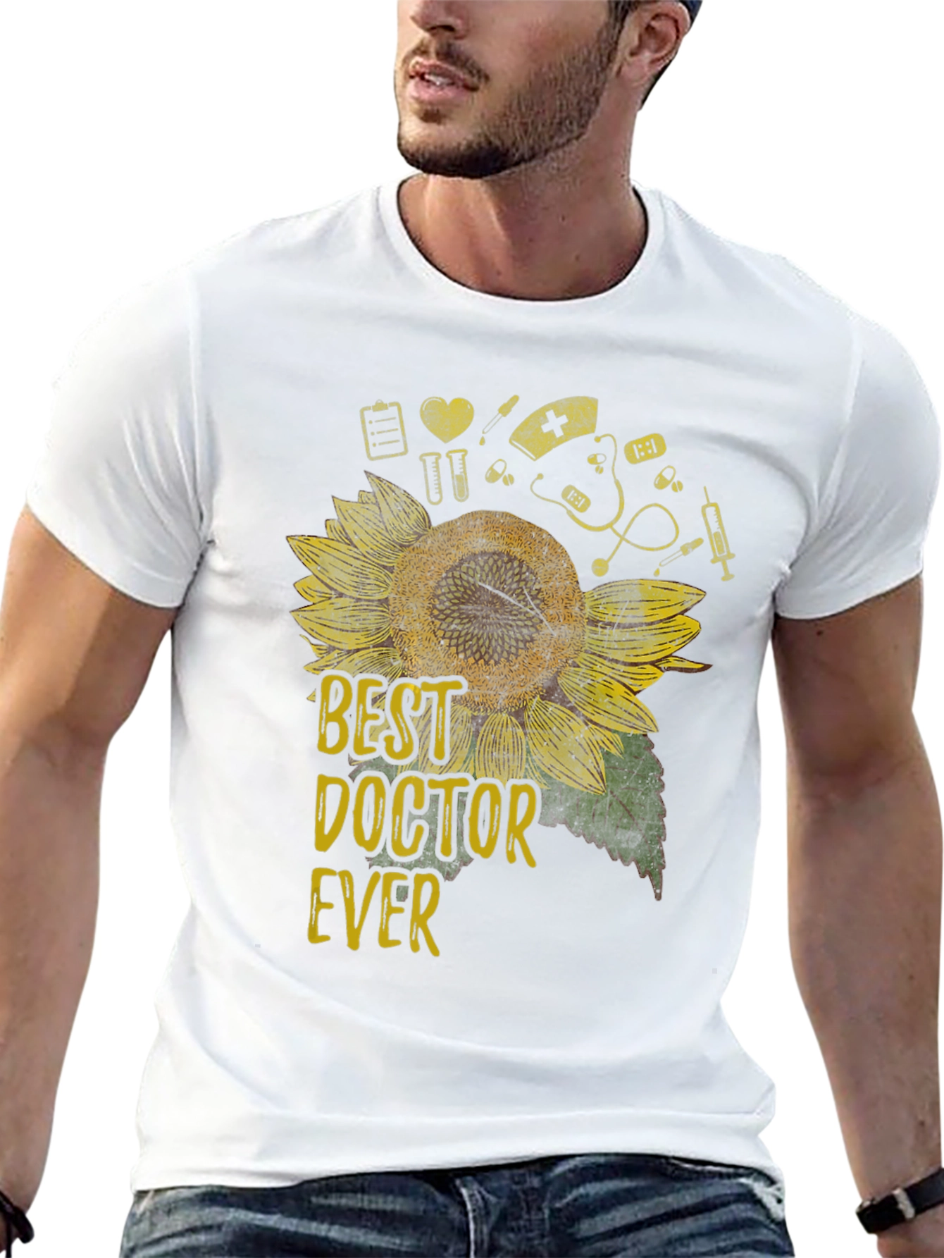 Black Best Doctor Ever Sunflower Graphic Tee view 13