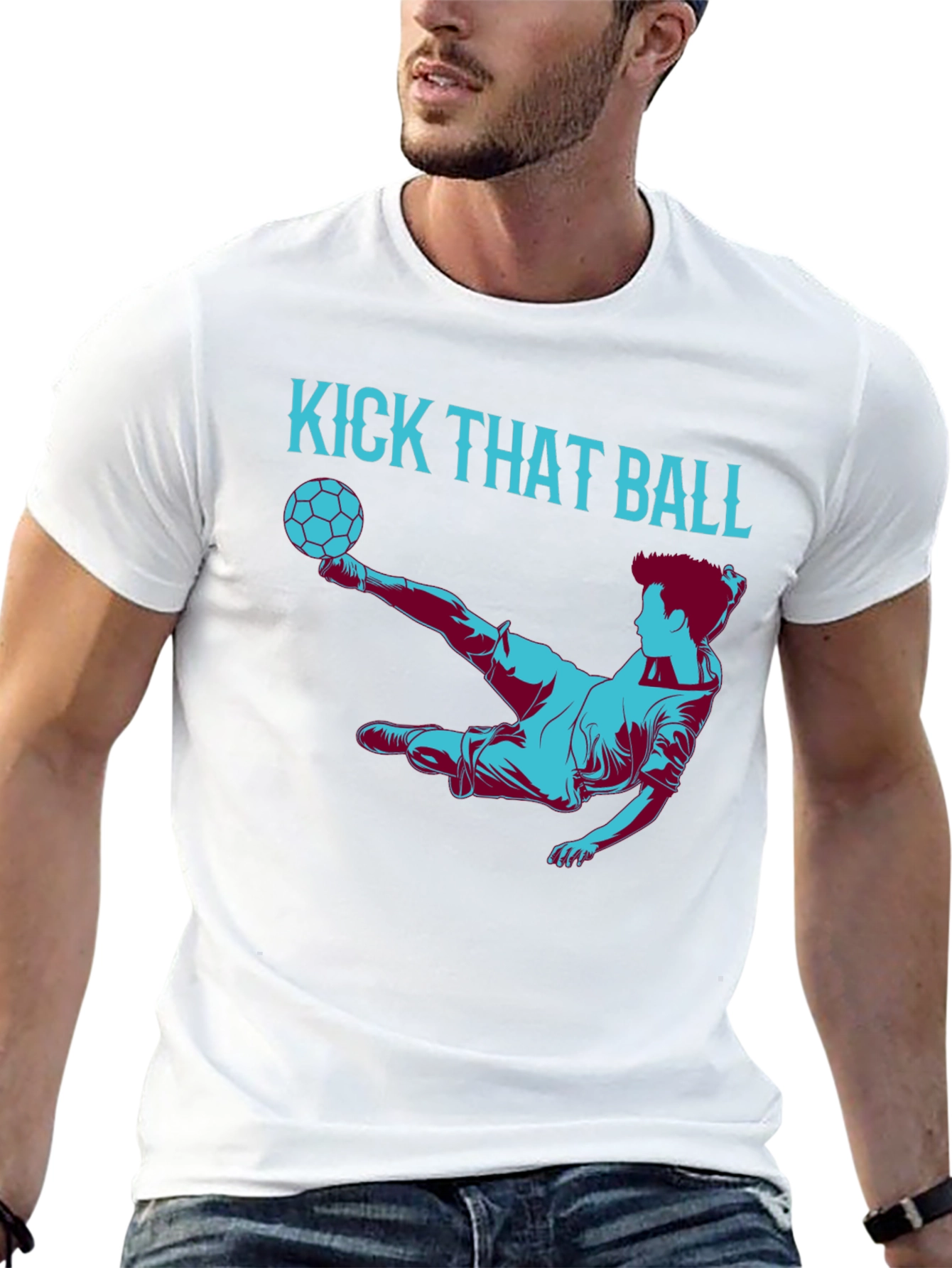 Black Kick That Ball Graphic Tee - Soccer Fan T-Shirt view 13