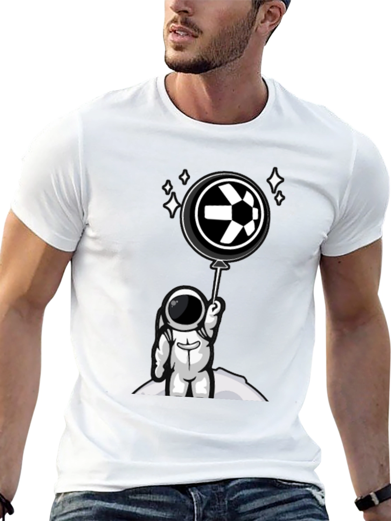 Black Astronaut Soccer T-Shirt - Space Football Fan Apparel view 13