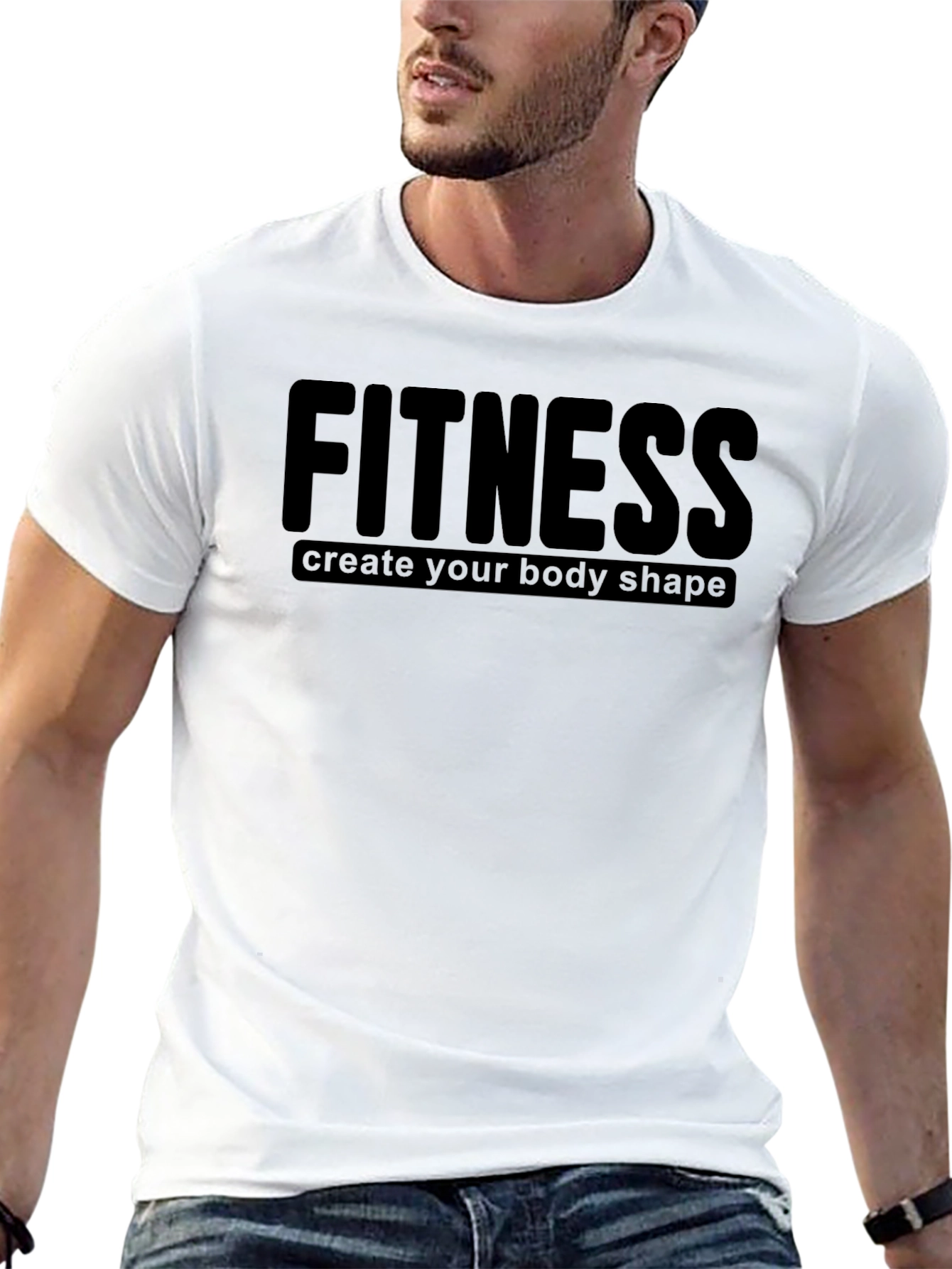 Black Fitness Black T-Shirt: Create Your Body Shape view 13