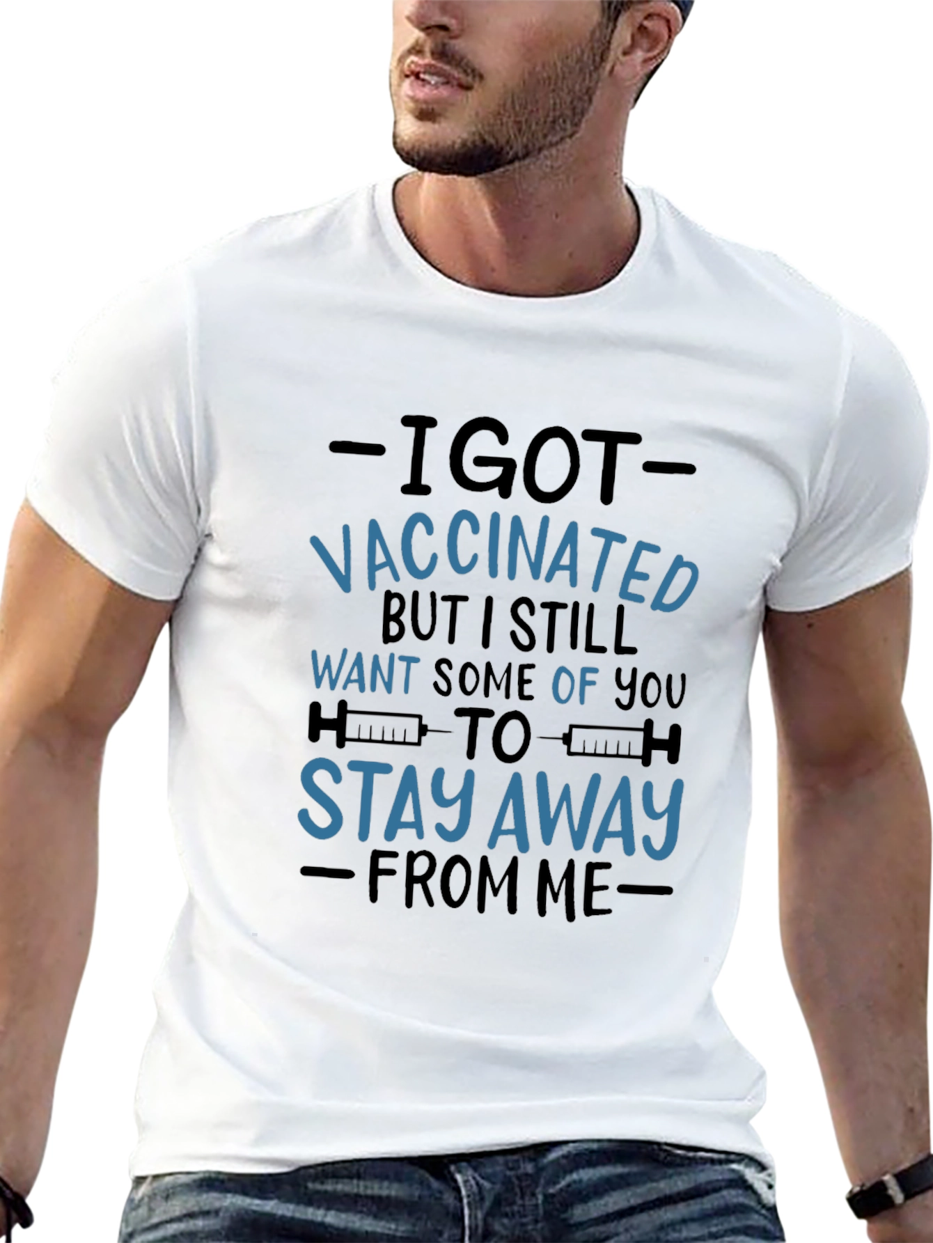 Black I Got Vaccinated T-Shirt - Stay Away view 13