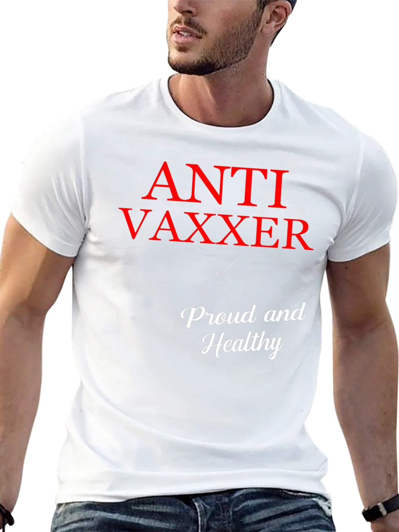 Black Anti Vaxxer T-Shirt - Proud & Healthy Statement Tee view 13