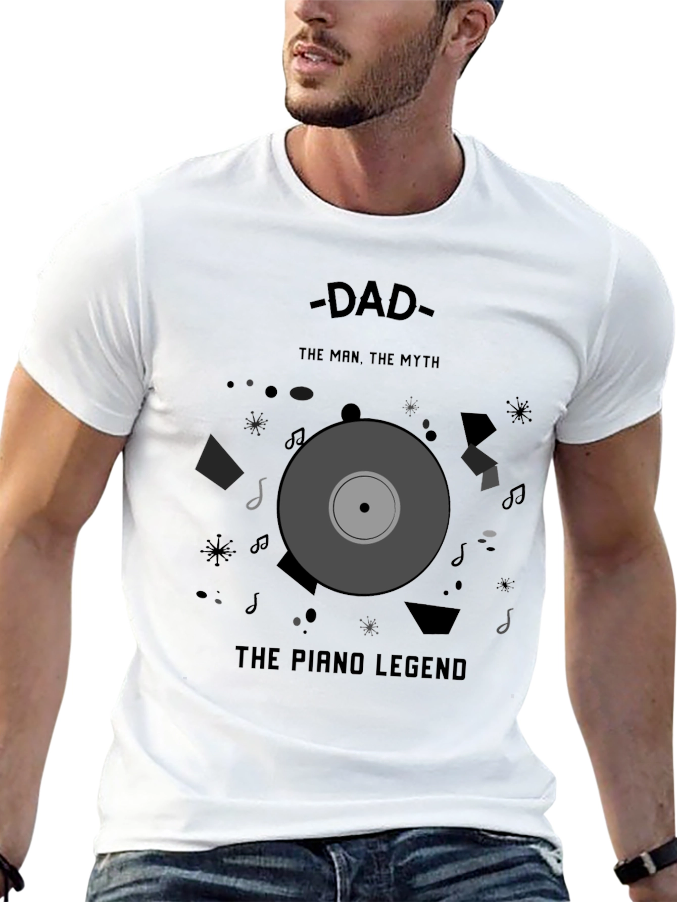 Black Dad Piano Legend T-Shirt - Man, Myth, Legend view 13
