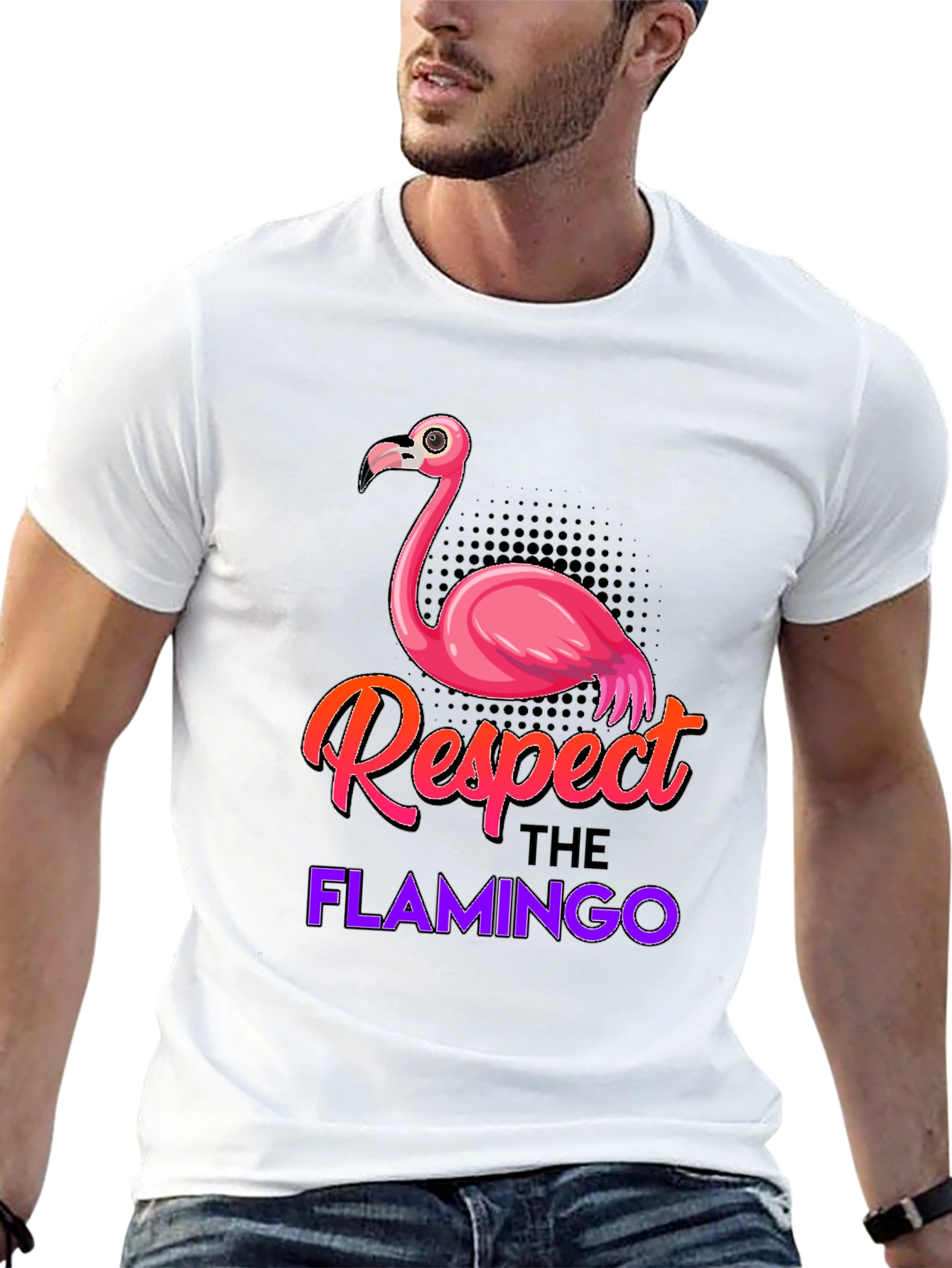 Black Respect the Flamingo Graphic Tee view 13