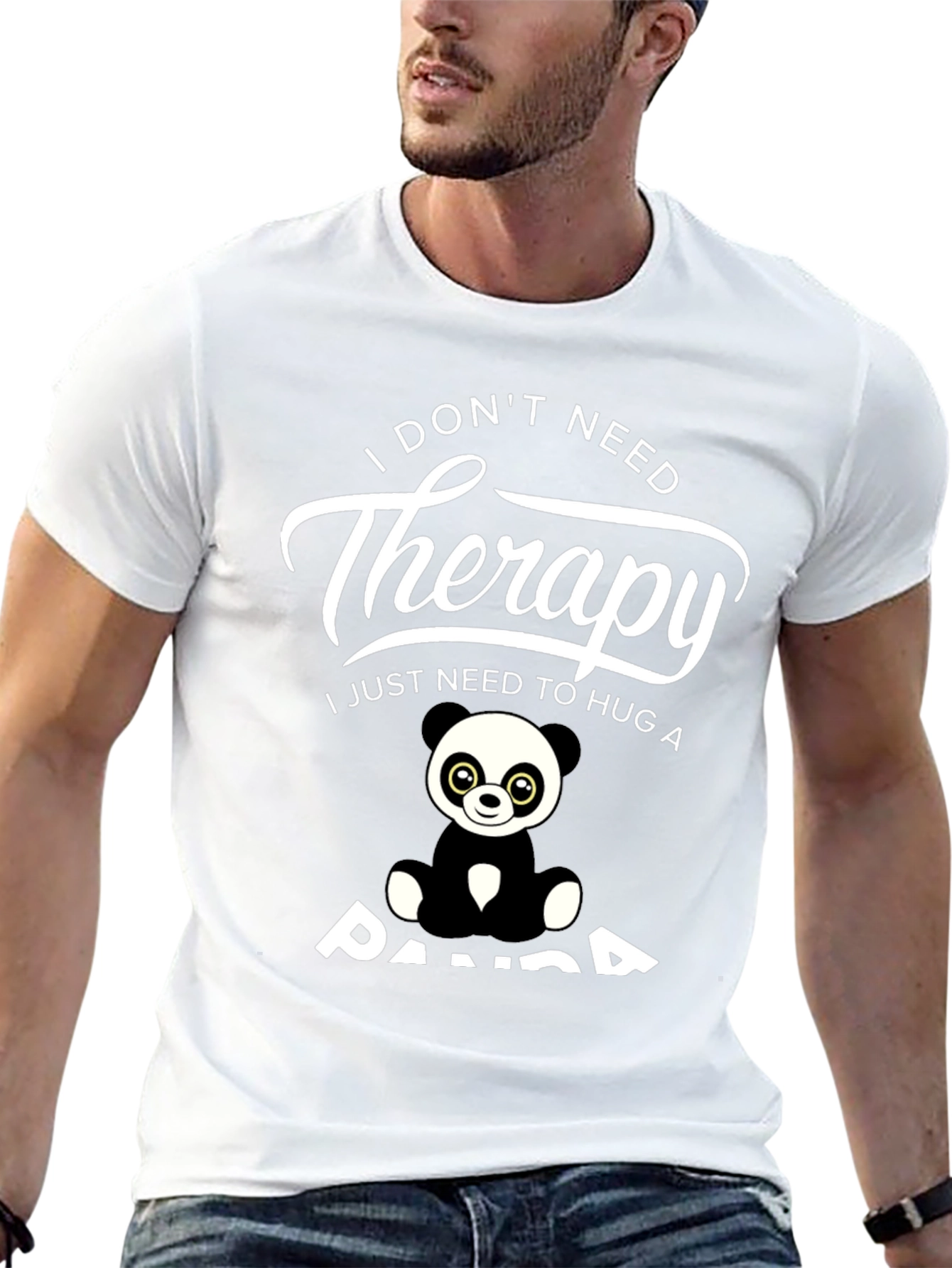 Black Funny Panda Therapy T-Shirt - I Just Need to Hug a Panda view 13