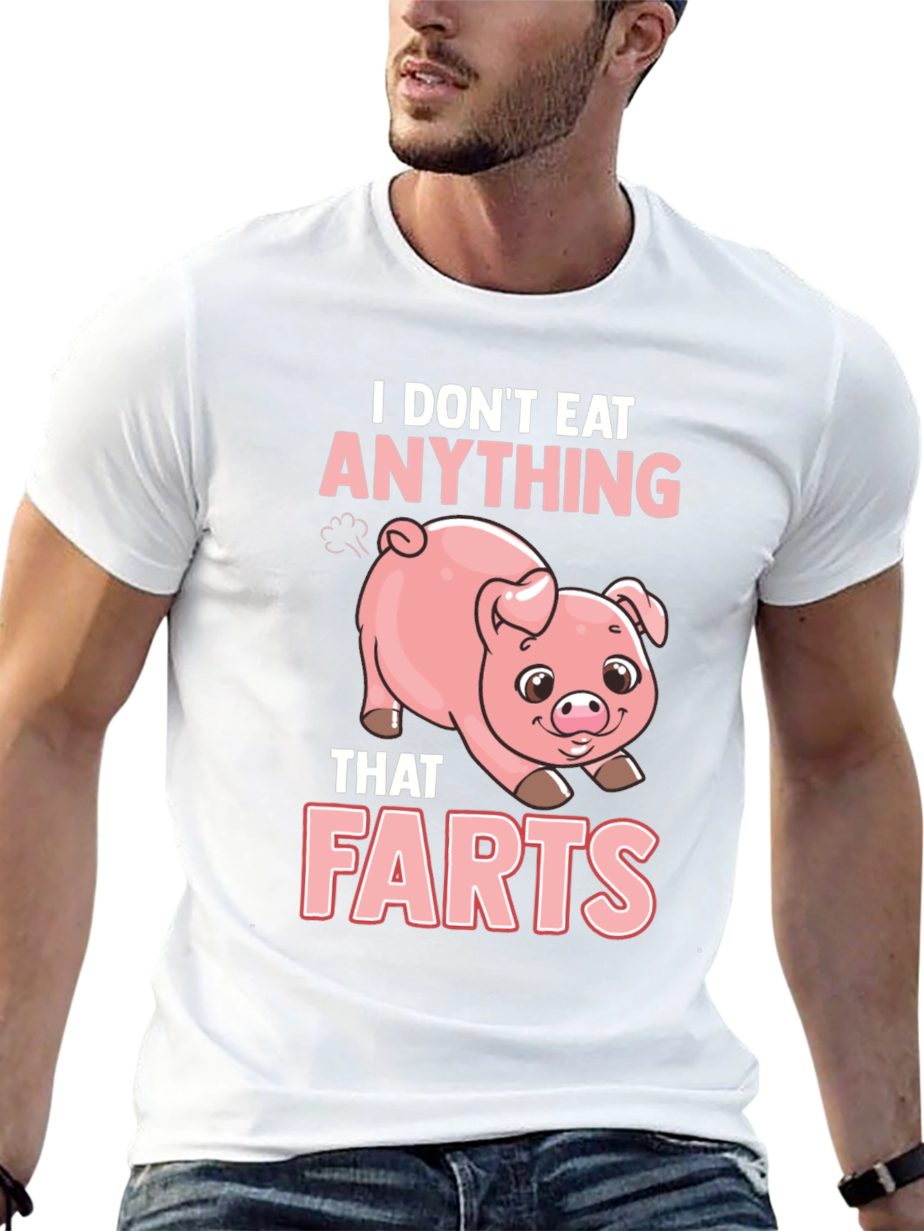 Black Vegan T-Shirt - I Don't Eat Anything That Farts view 13