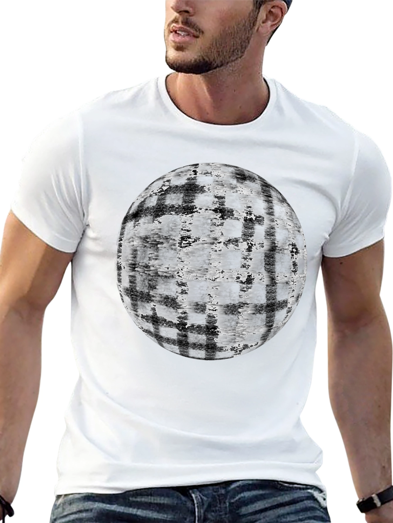 Black Abstract Globe Graphic T-Shirt - Modern Black Tee view 13