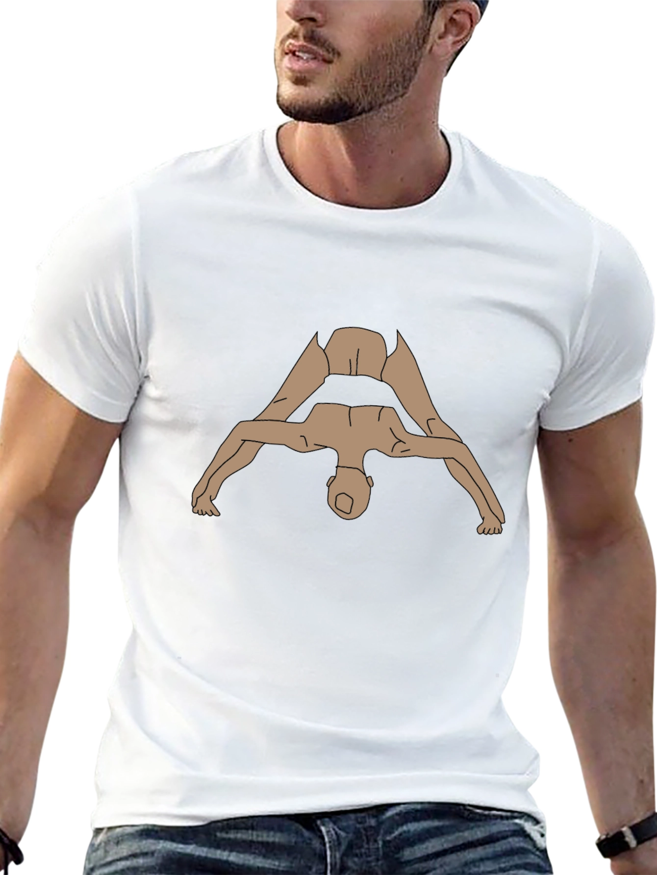 Black Yoga Pose Graphic Tee - Black Cotton T-Shirt view 13