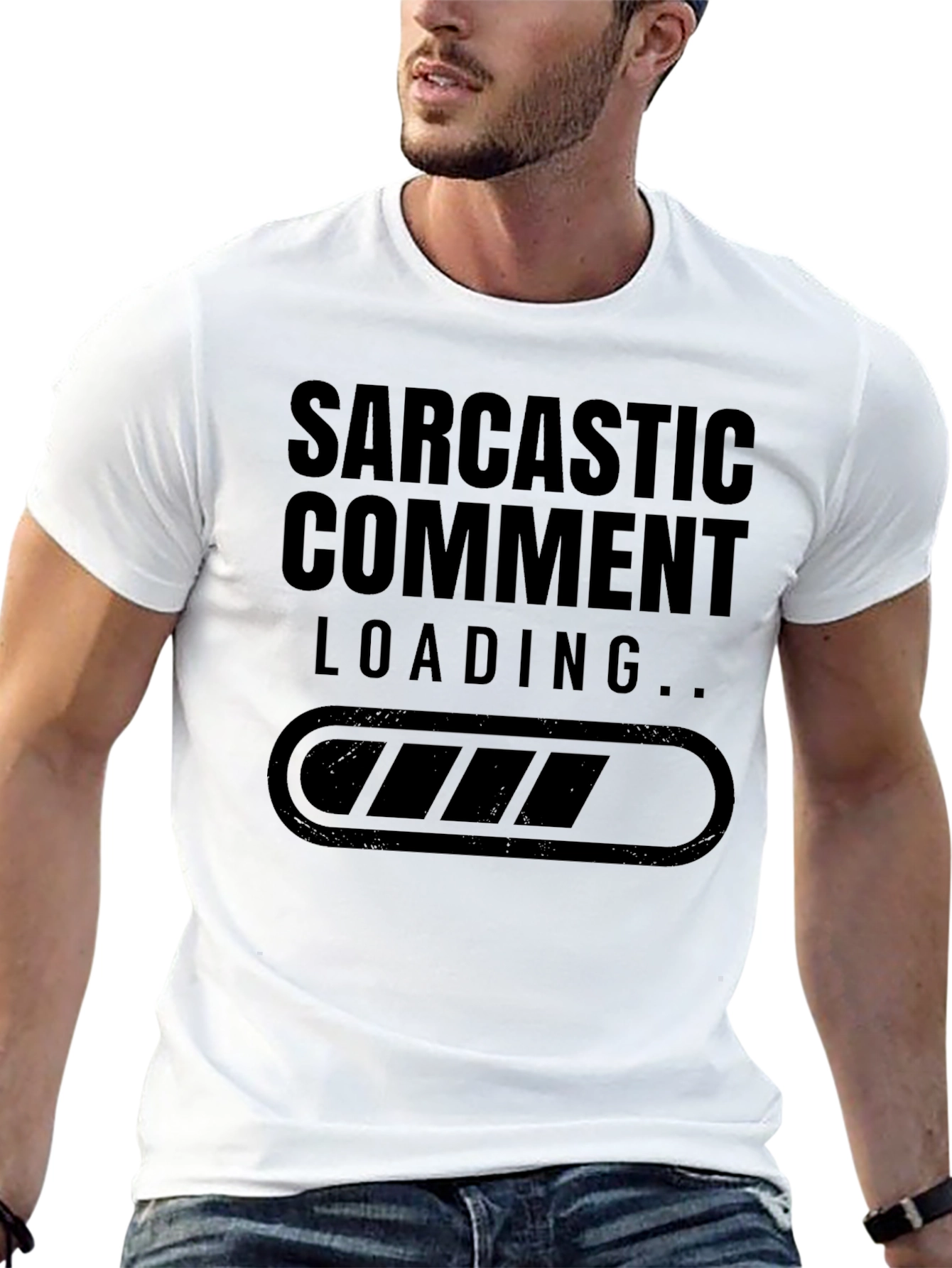 Black Sarcastic Comment Loading T-Shirt view 13