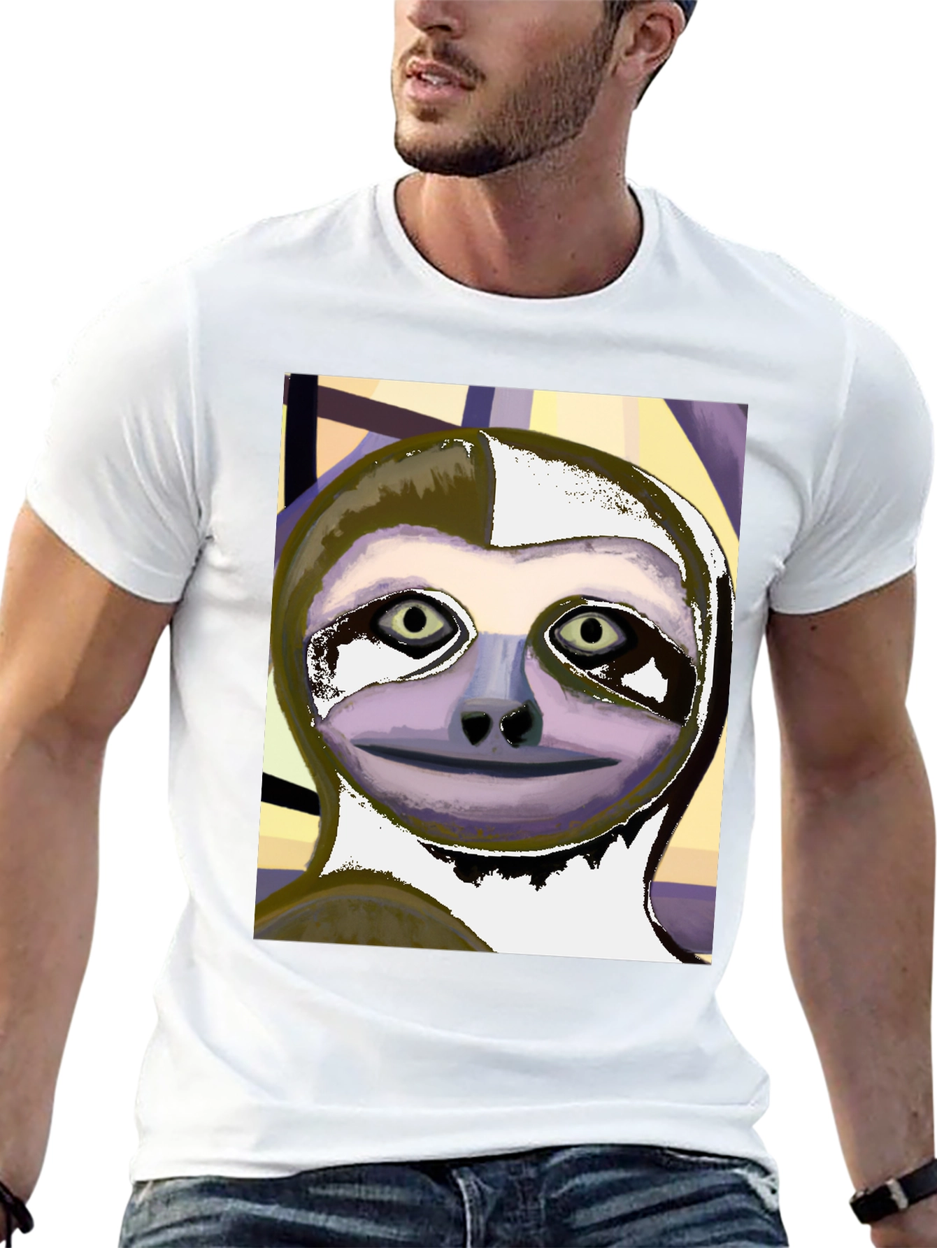 Black Sloth Art Tee - Black Unisex T-Shirt view 13