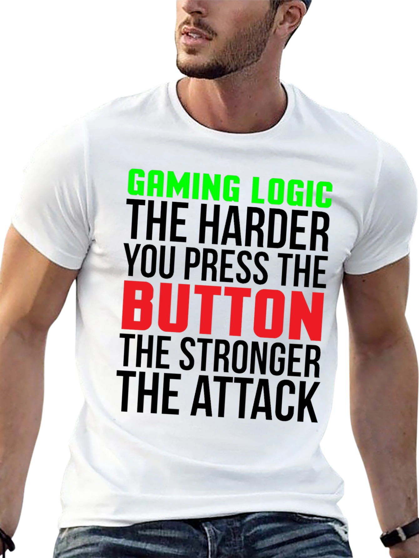 Black Gaming Logic T-Shirt - Harder You Press the Button view 13